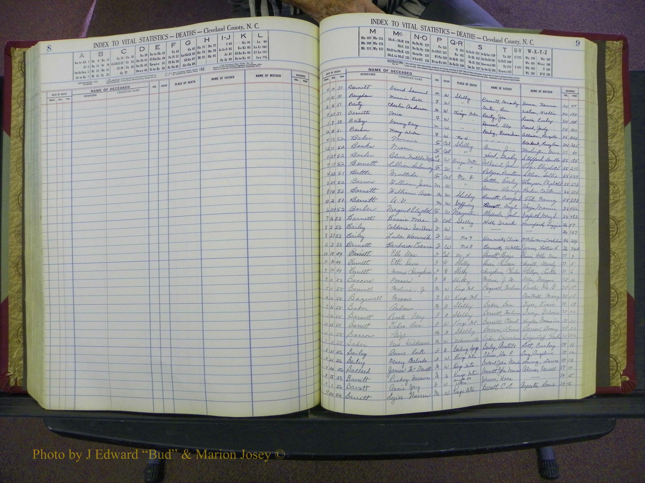 Cleveland Co, NC Deaths, A-Z, 1951-1956 (6).JPG