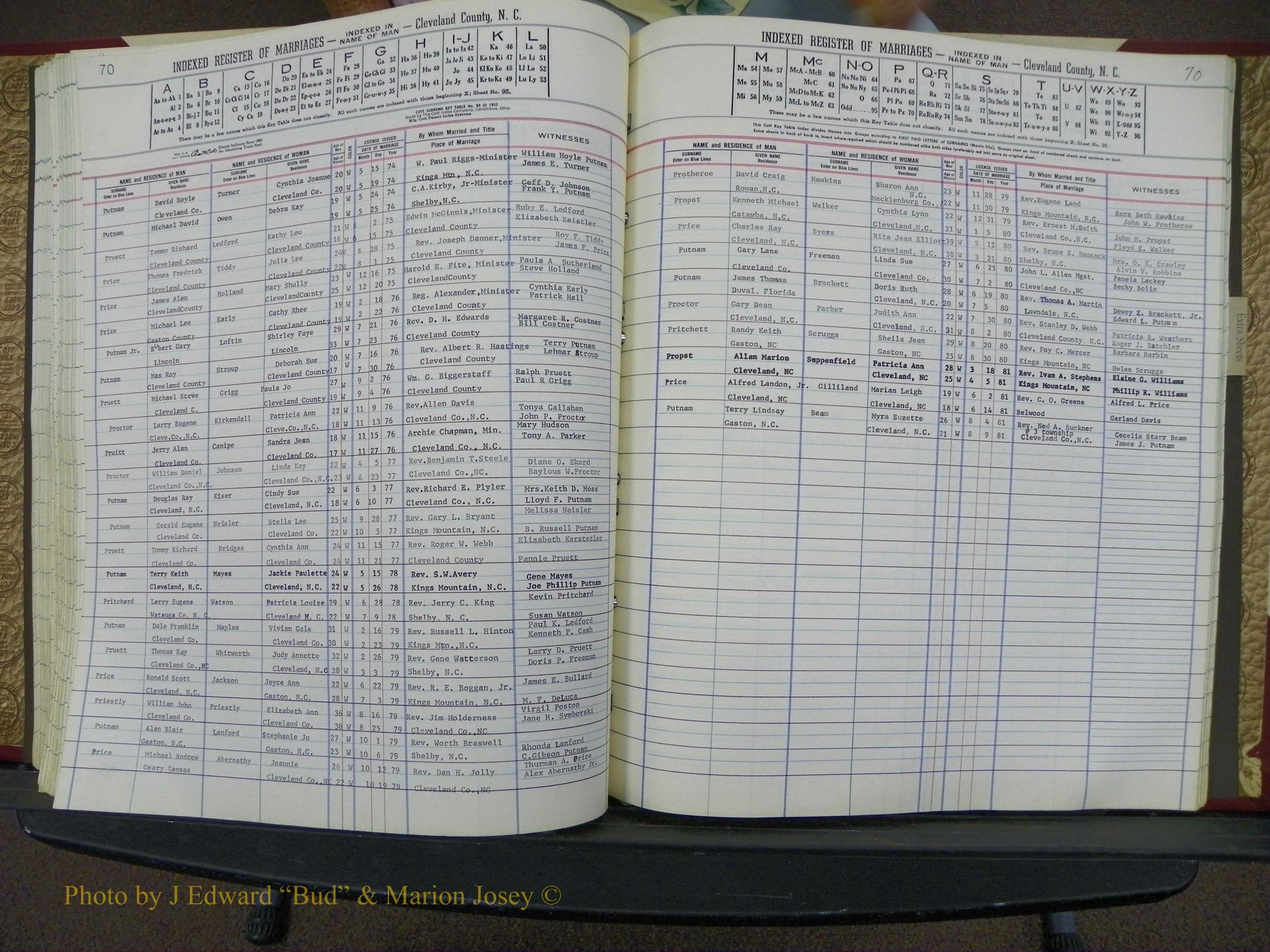 Cleveland Co, NC Marriage Book 8, A-Z, 1969-1981 (115).JPG
