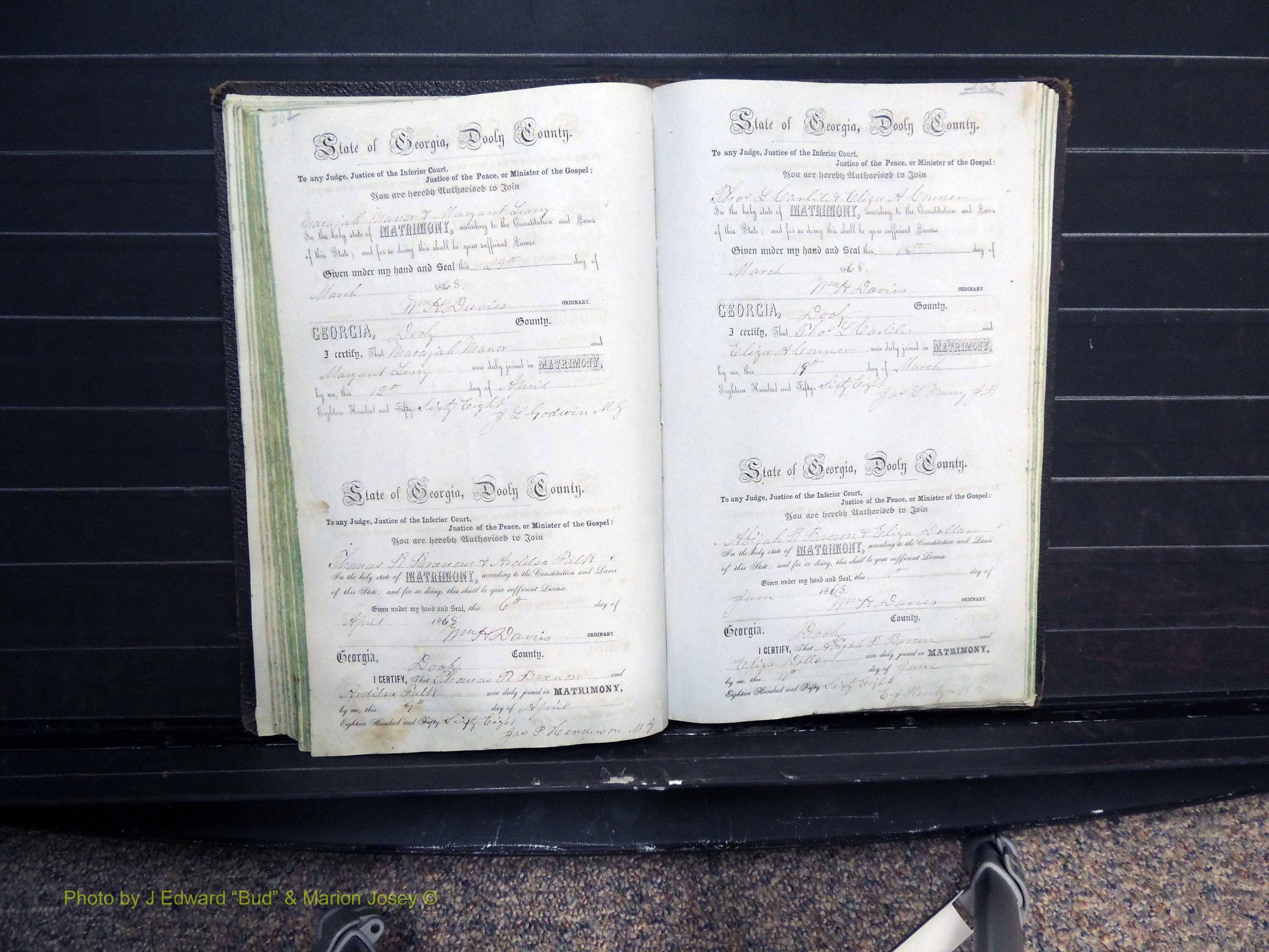 Dooly Co, GA, Marriages, Book B, 1852-1877 Pg 262-263.JPG