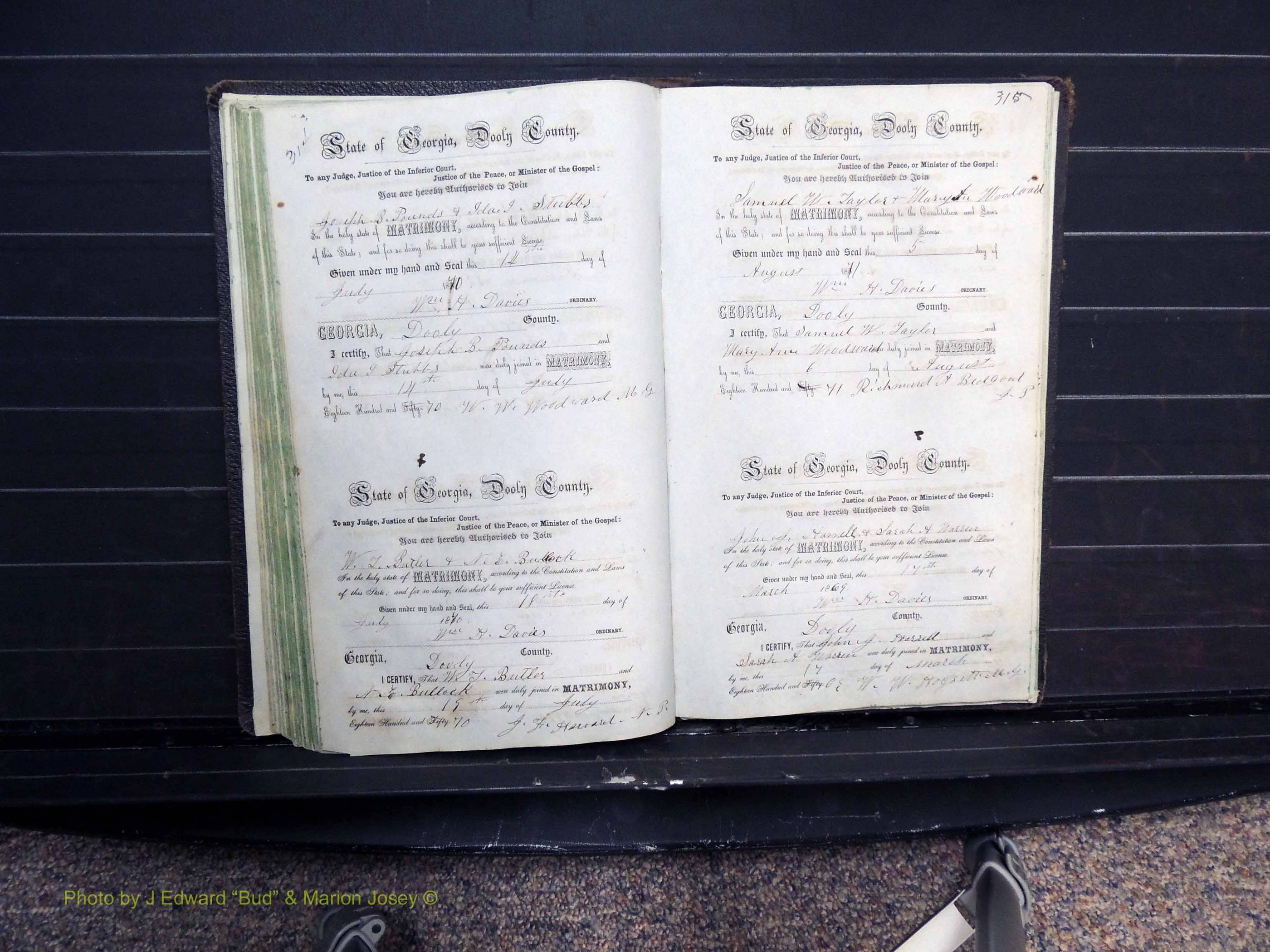 Dooly Co, GA, Marriages, Book B, 1852-1877 Pg 314-315.JPG