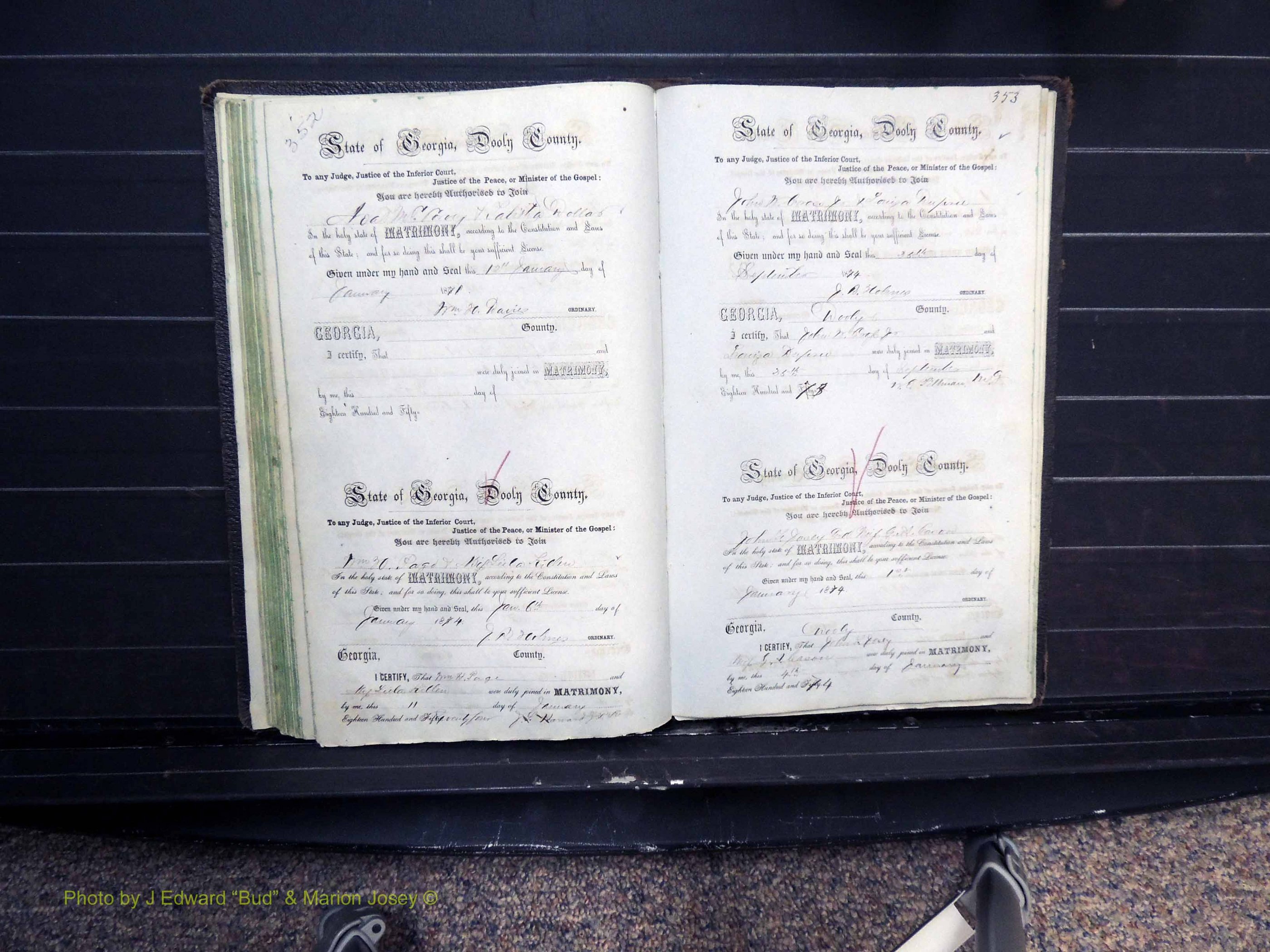 Dooly Co, GA, Marriages, Book B, 1852-1877 Pg 352-353.JPG