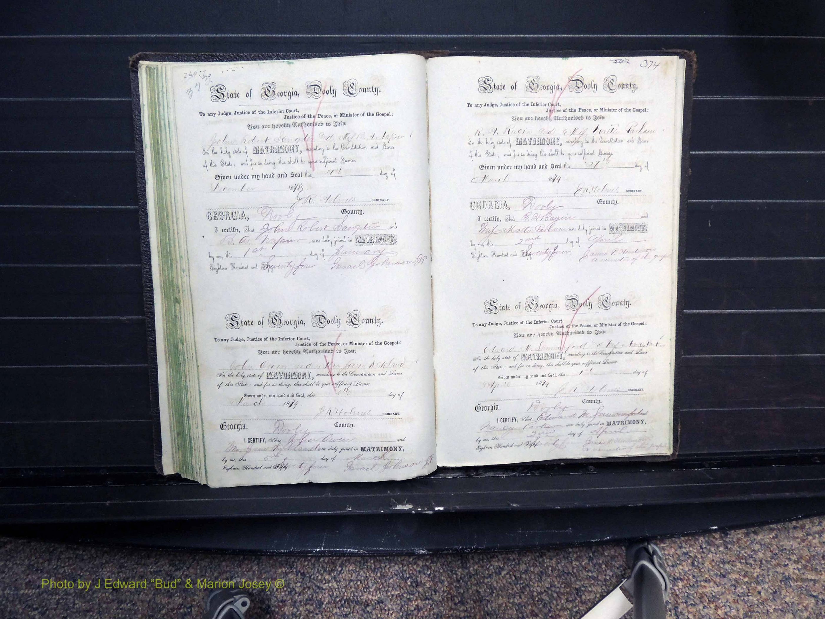 Dooly Co, GA, Marriages, Book B, 1852-1877 Pg 373-374.JPG
