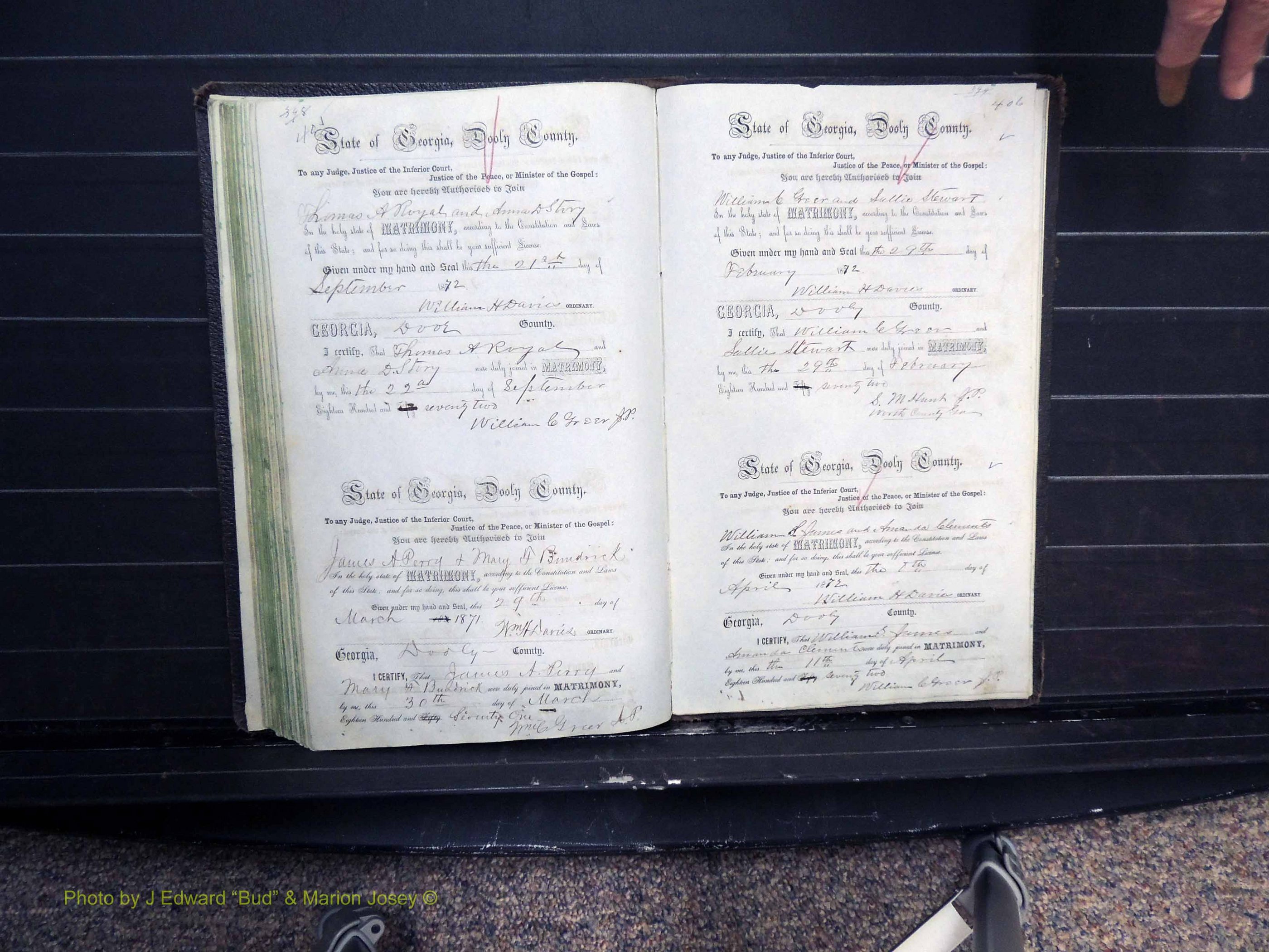 Dooly Co, GA, Marriages, Book B, 1852-1877 Pg 405-406.JPG