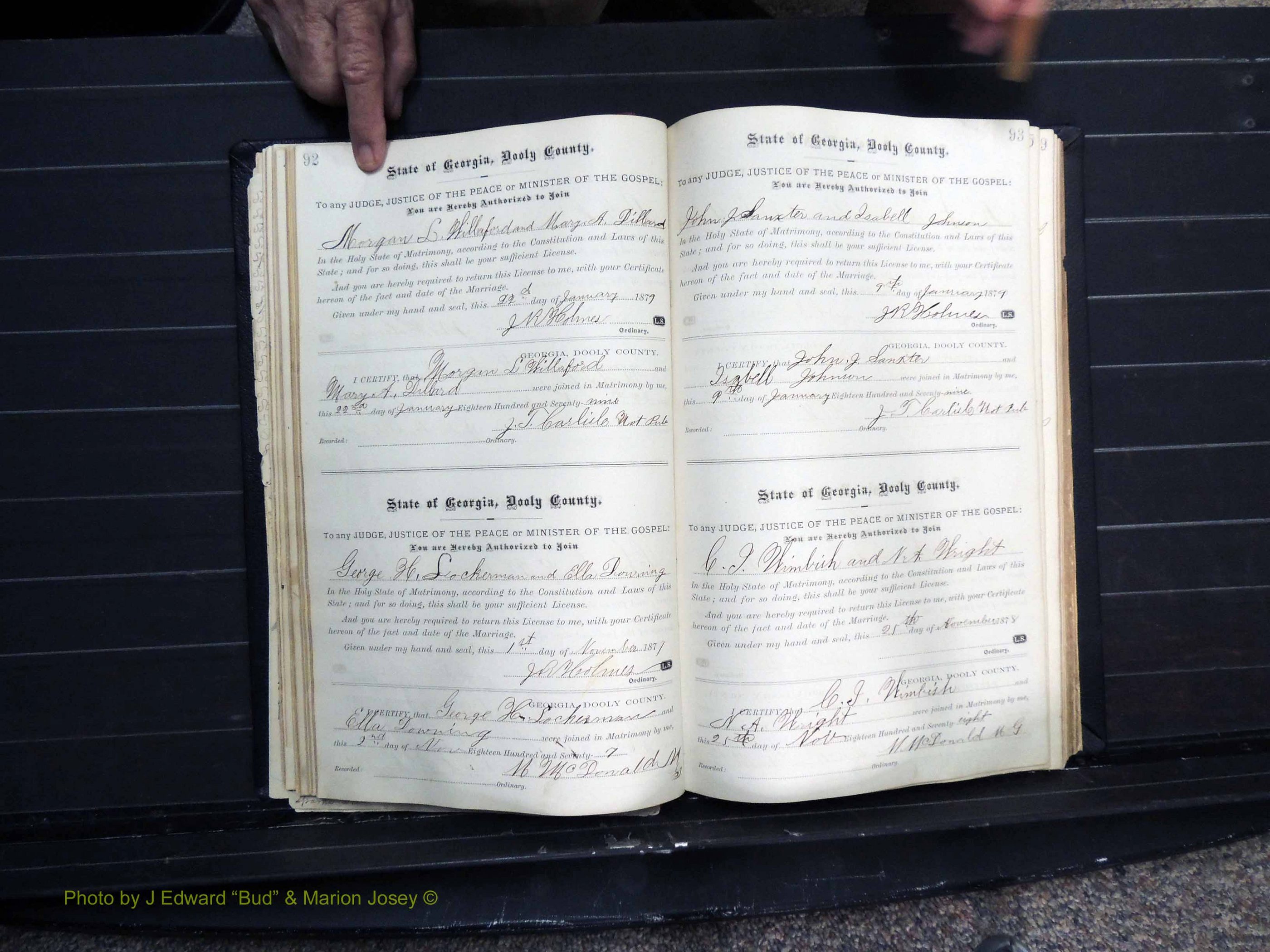 Dooly Co, GA, Marriages, Book, C, Pg 092-093.JPG