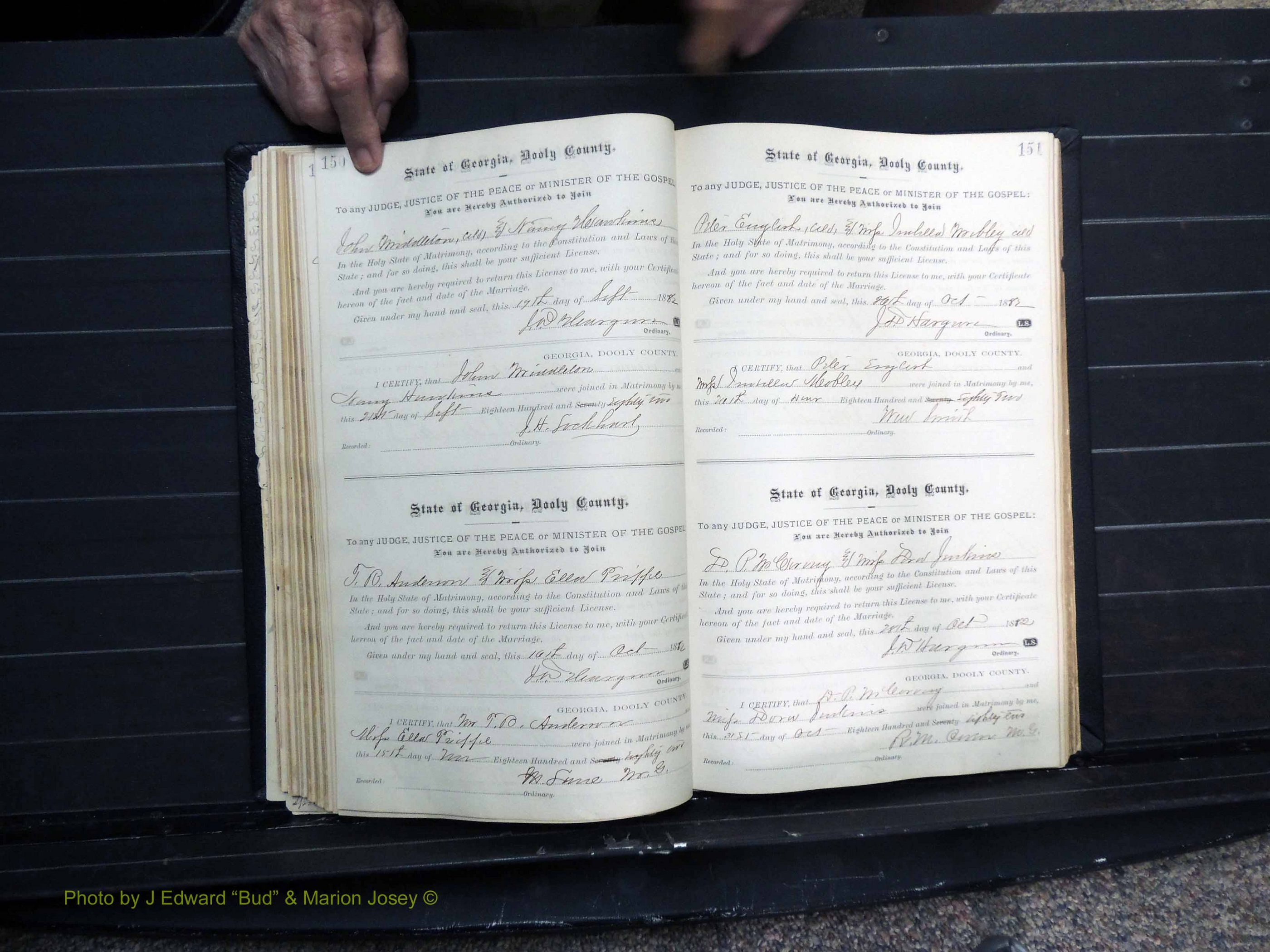 Dooly Co, GA, Marriages, Book, C, Pg 150-151.JPG