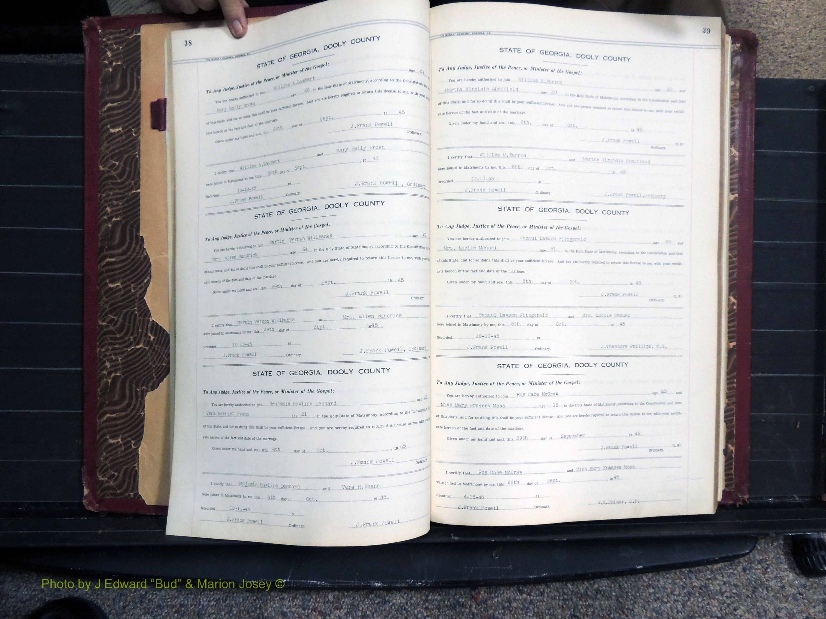 Dooly Co, GA, Marriages, Book, I, 1944-1972 pg 038-039.JPG