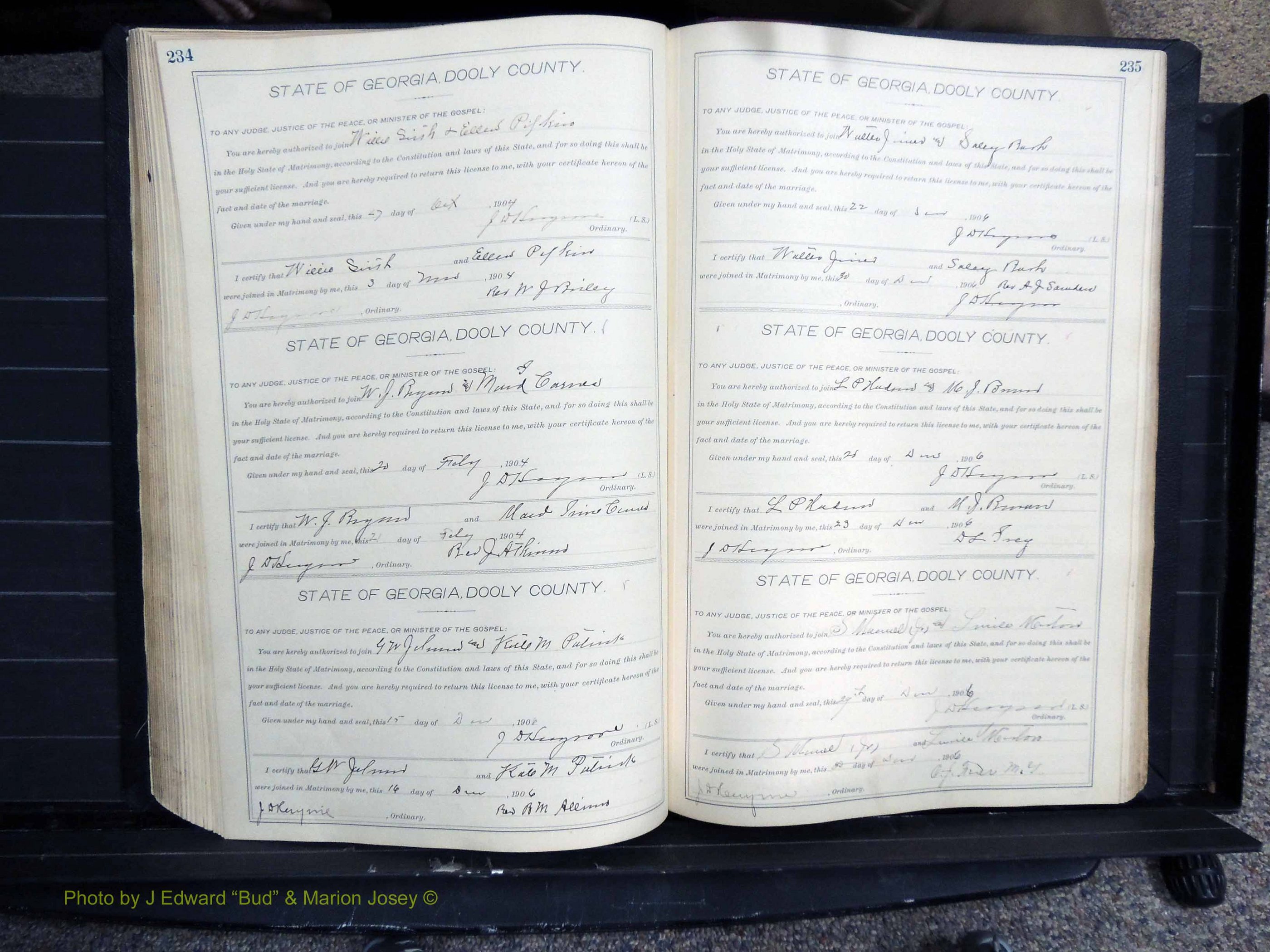 Dooly Co, GA, Marriages, Book, F, 1902-1913 pg 234-235.JPG