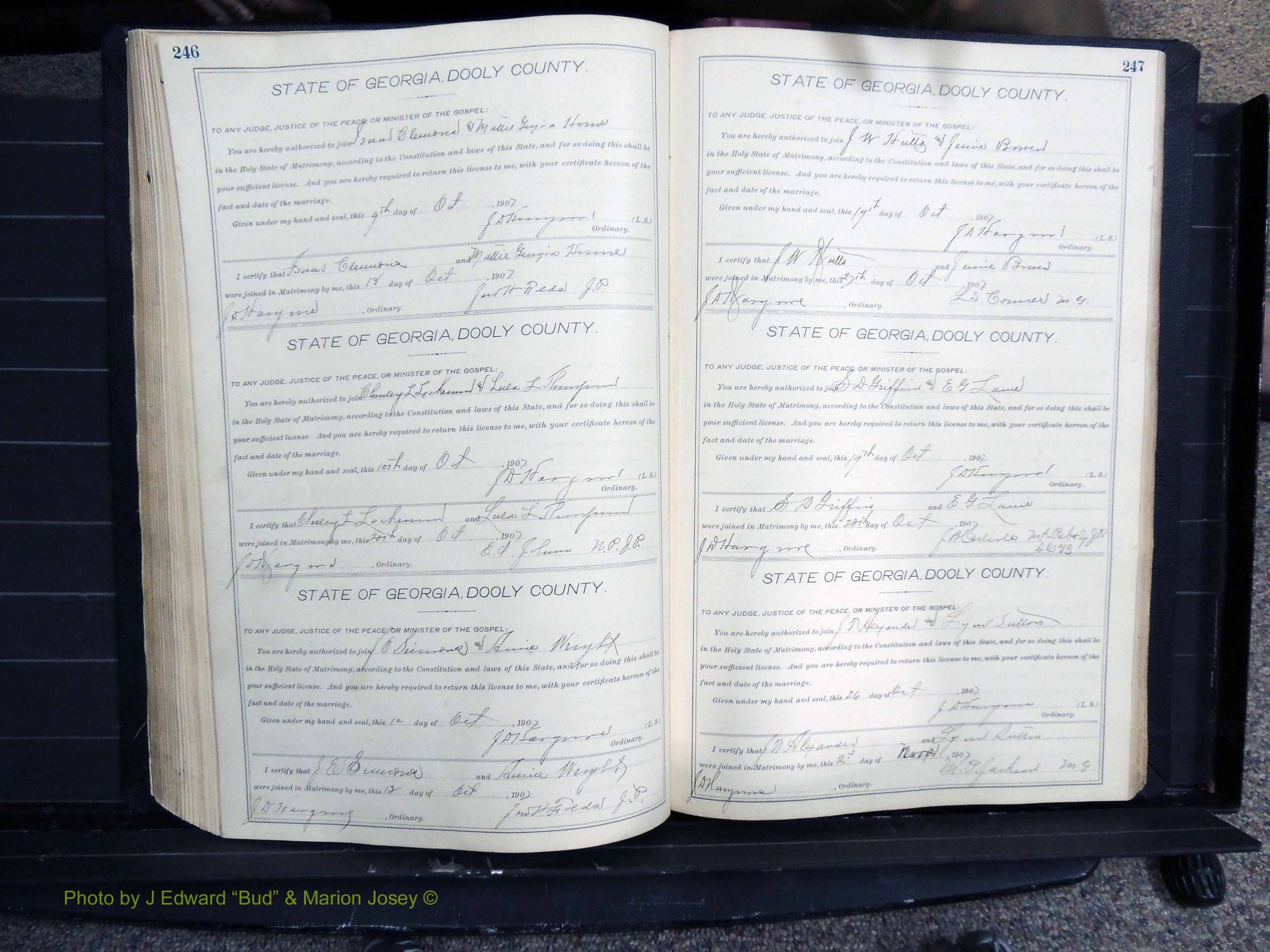 Dooly Co, GA, Marriages, Book, F, 1902-1913 pg 246-247.JPG