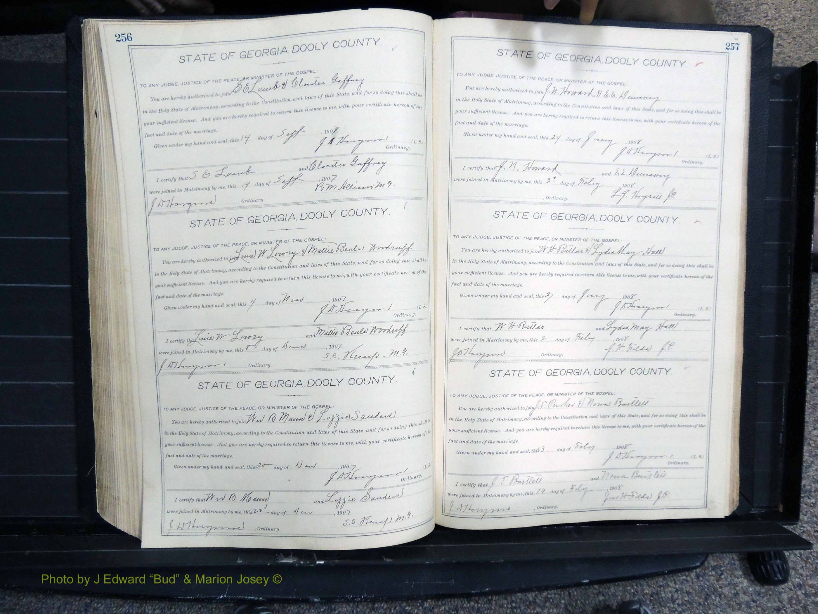 Dooly Co, GA, Marriages, Book, F, 1902-1913 pg 256-257.JPG