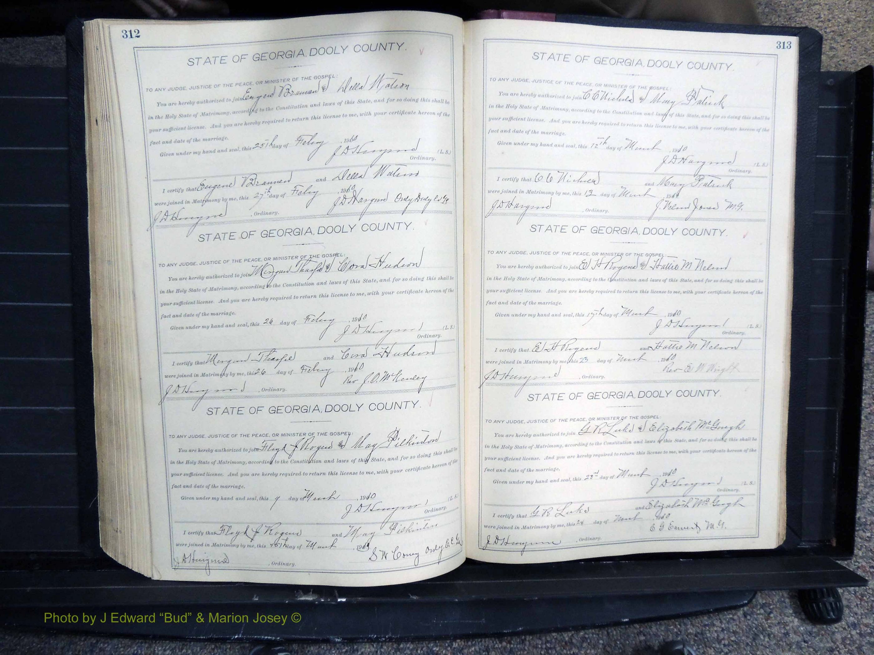 Dooly Co, GA, Marriages, Book, F, 1902-1913 pg 312-313.JPG