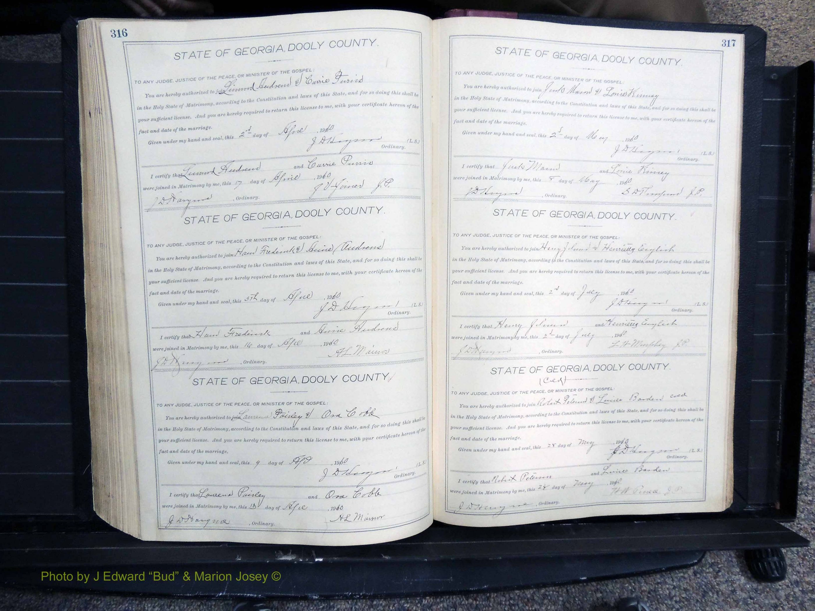 Dooly Co, GA, Marriages, Book, F, 1902-1913 pg 316-317.JPG