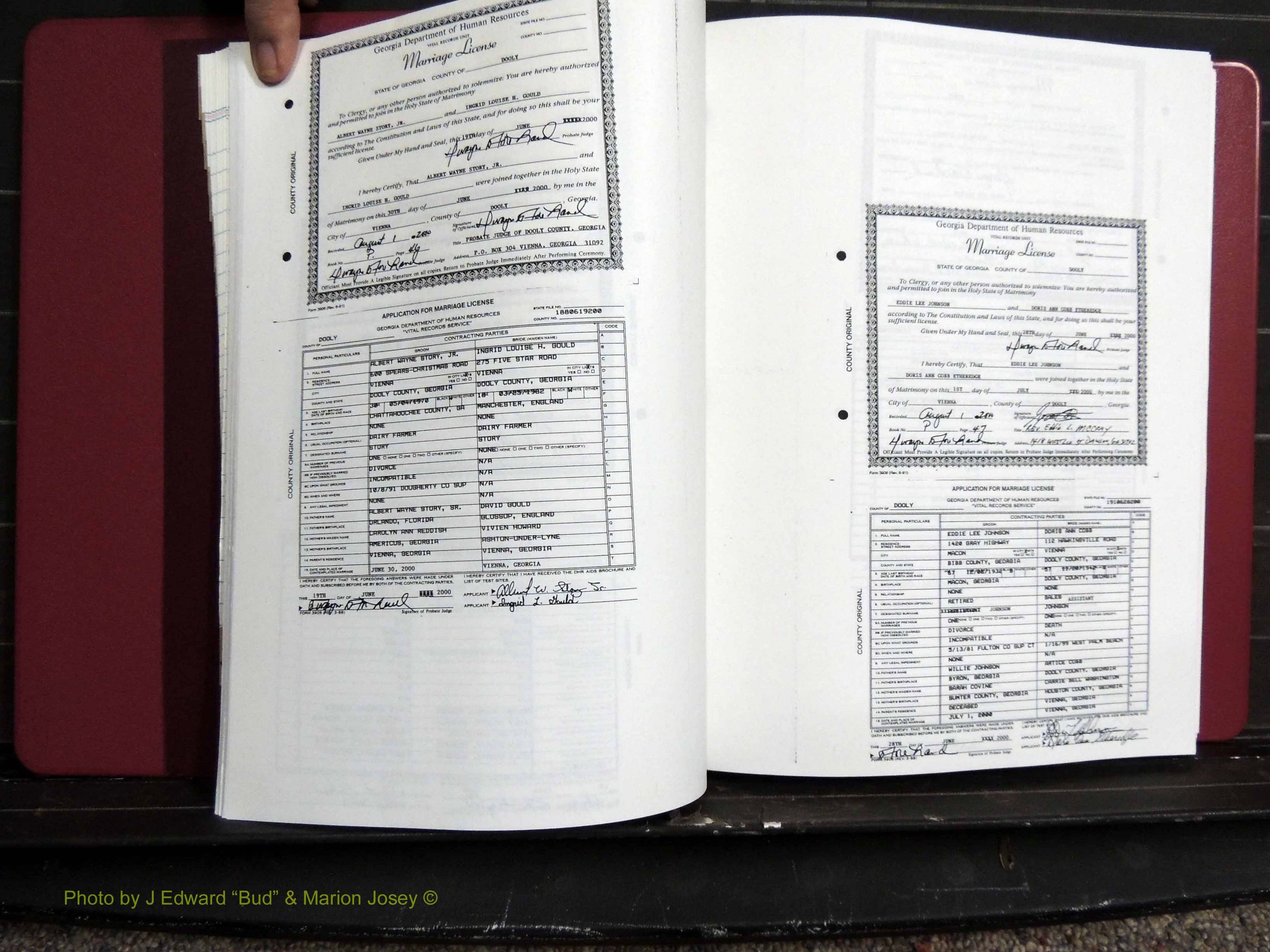 Dooly Co, GA, Marriages, Book, P, 1999-2005 pg 046-047.JPG