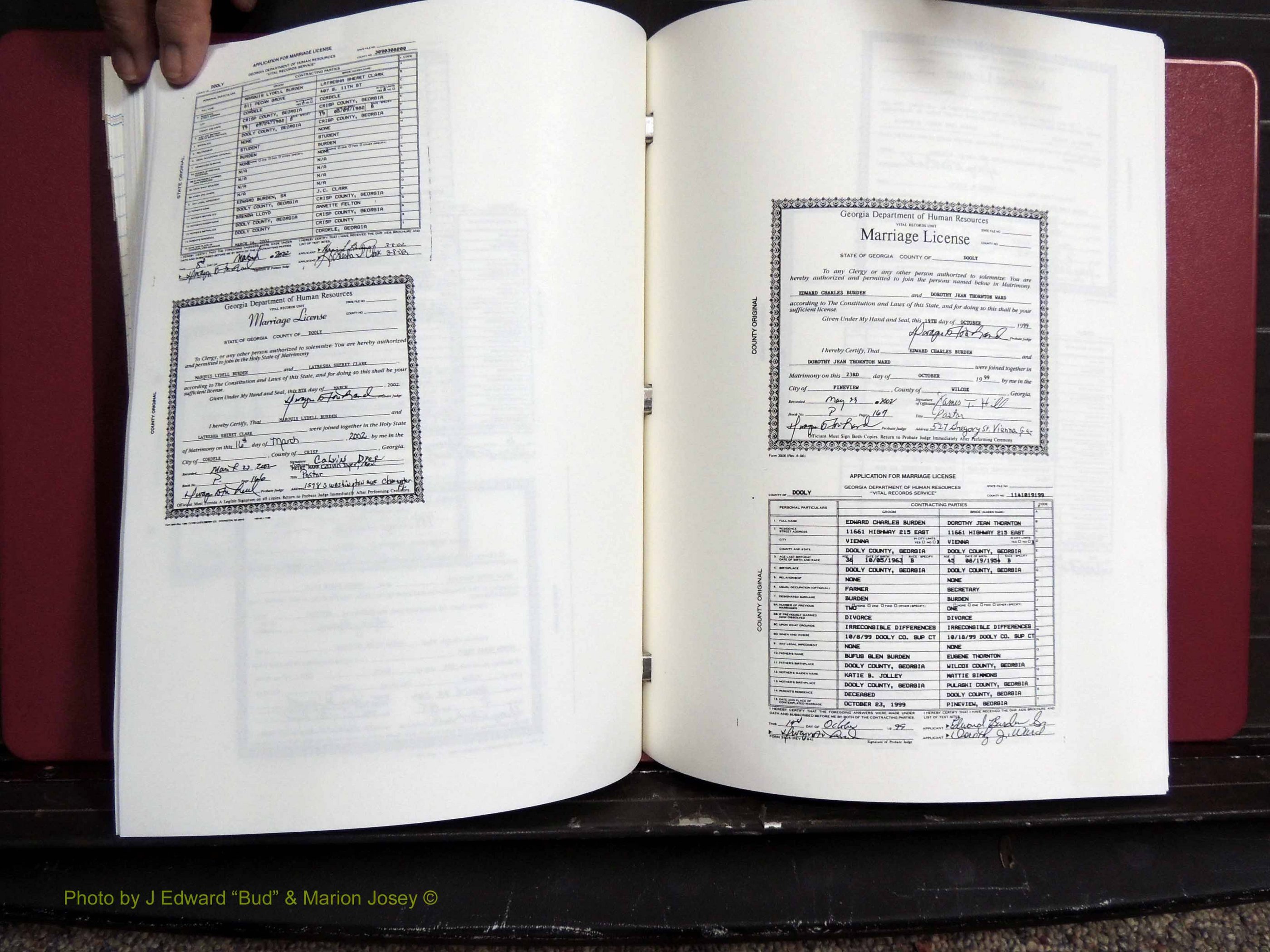 Dooly Co, GA, Marriages, Book, P, 1999-2005 pg 166-167.JPG