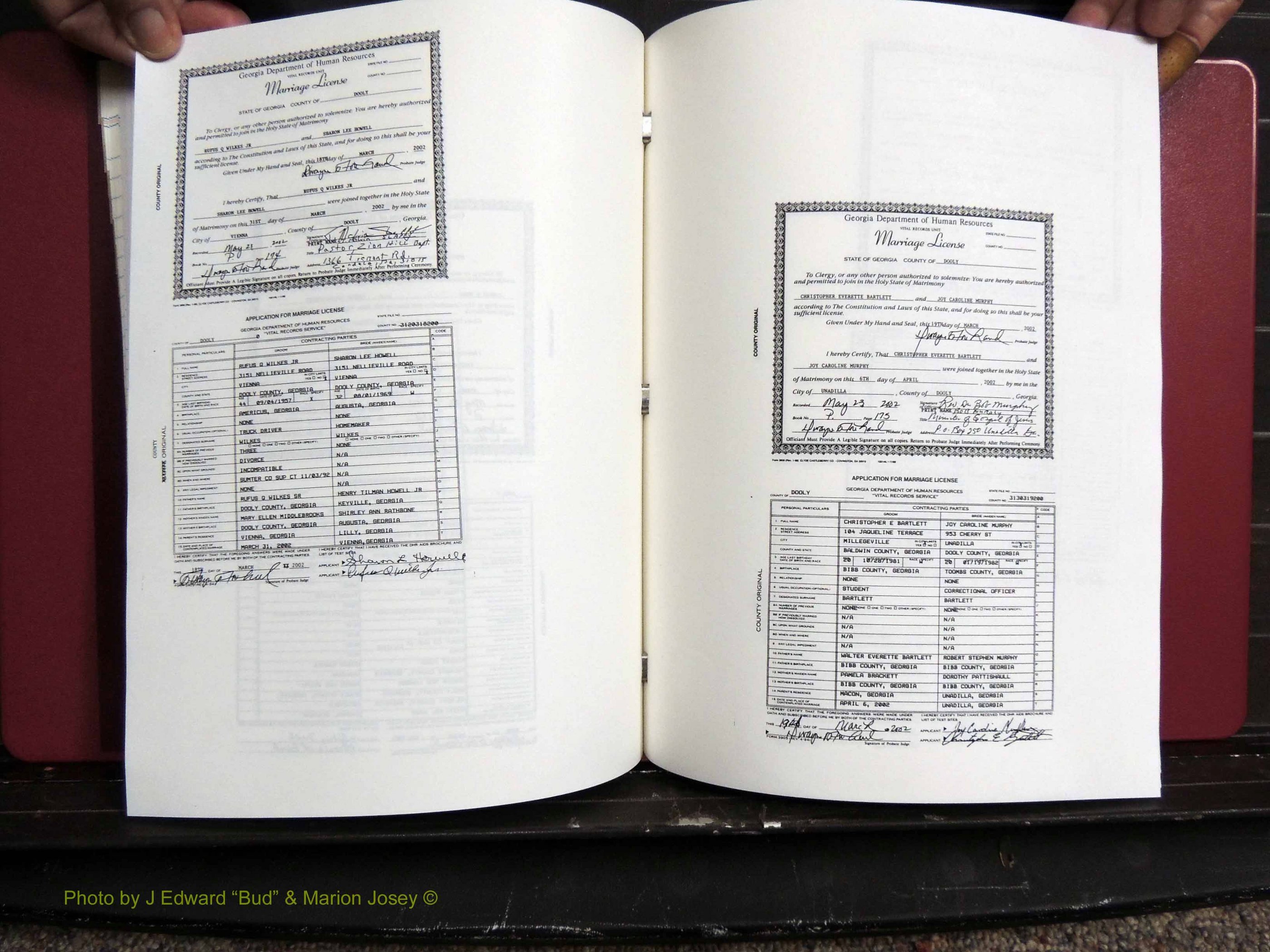 Dooly Co, GA, Marriages, Book, P, 1999-2005 pg 174-175.JPG