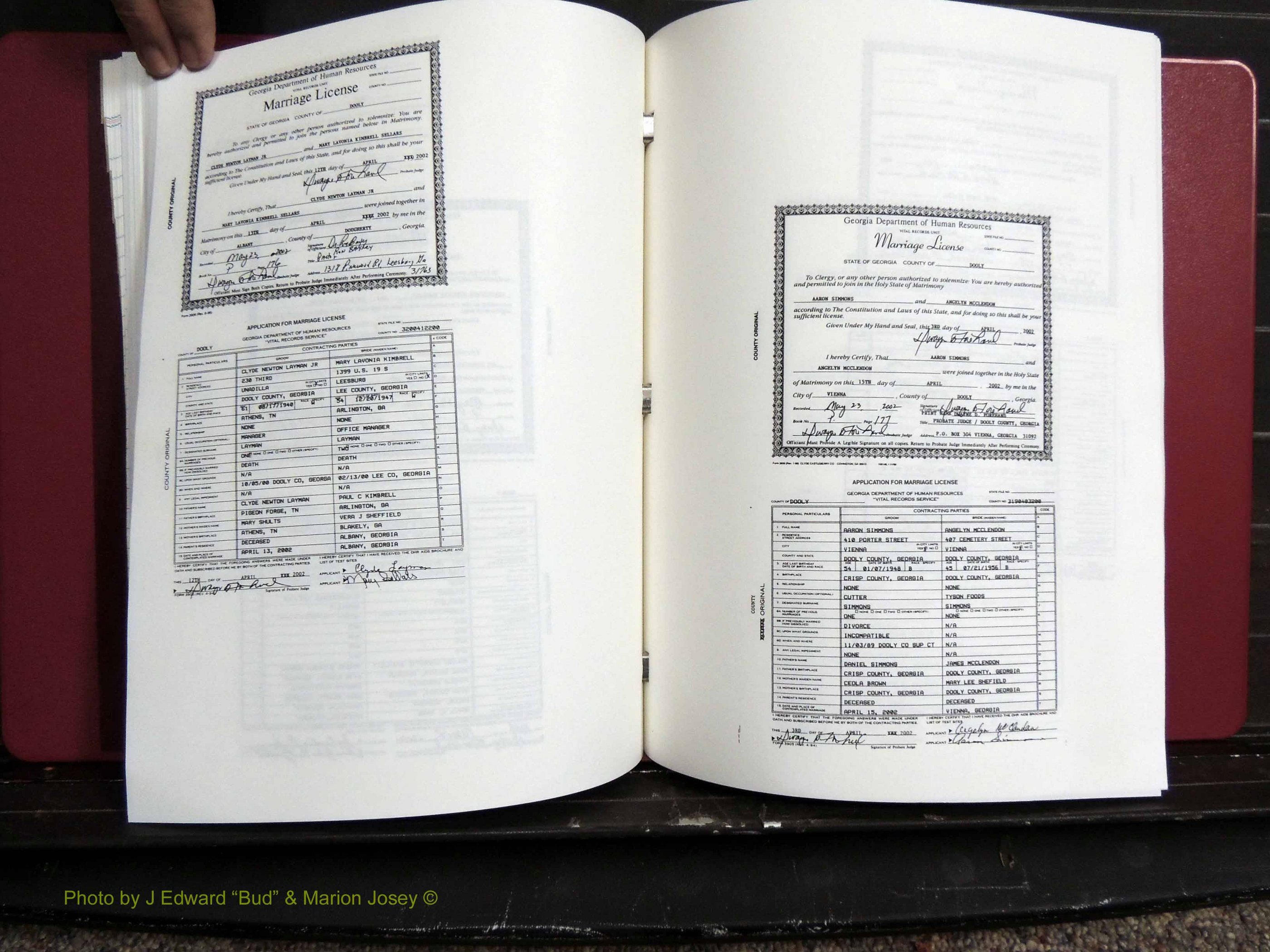 Dooly Co, GA, Marriages, Book, P, 1999-2005 pg 176-177.JPG