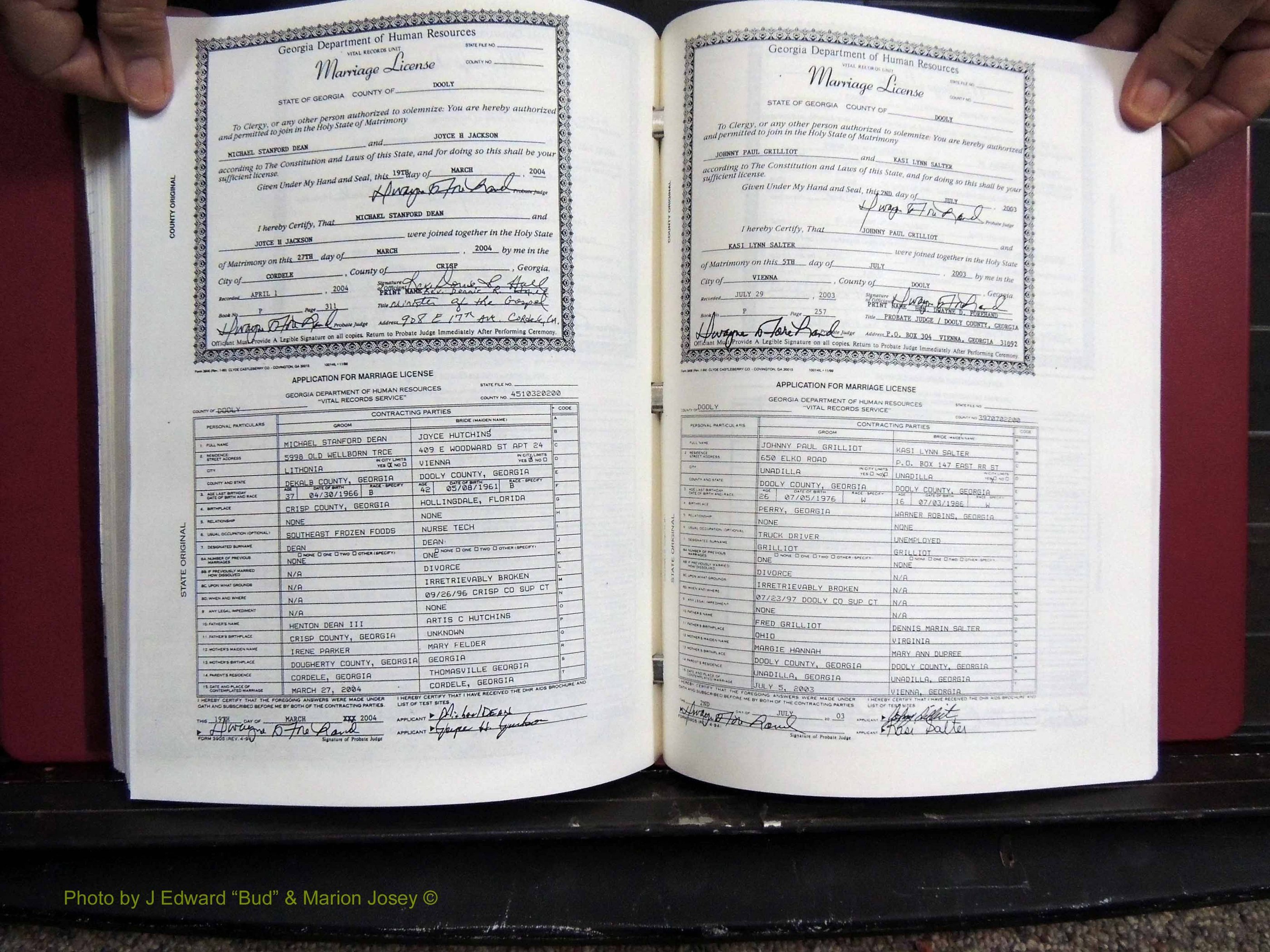Dooly Co, GA, Marriages, Book, P, 1999-2005 pg 311-257.JPG