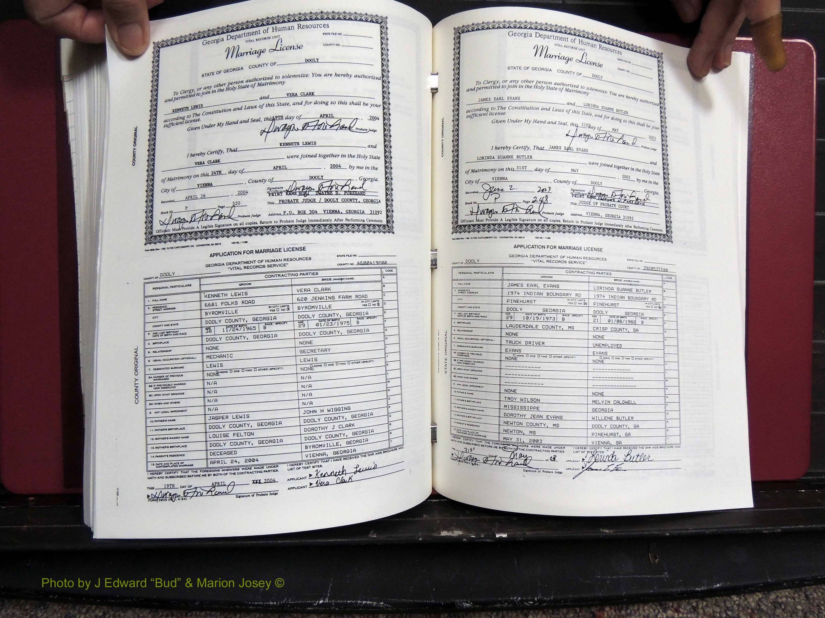 Dooly Co, GA, Marriages, Book, P, 1999-2005 pg 320-248.JPG