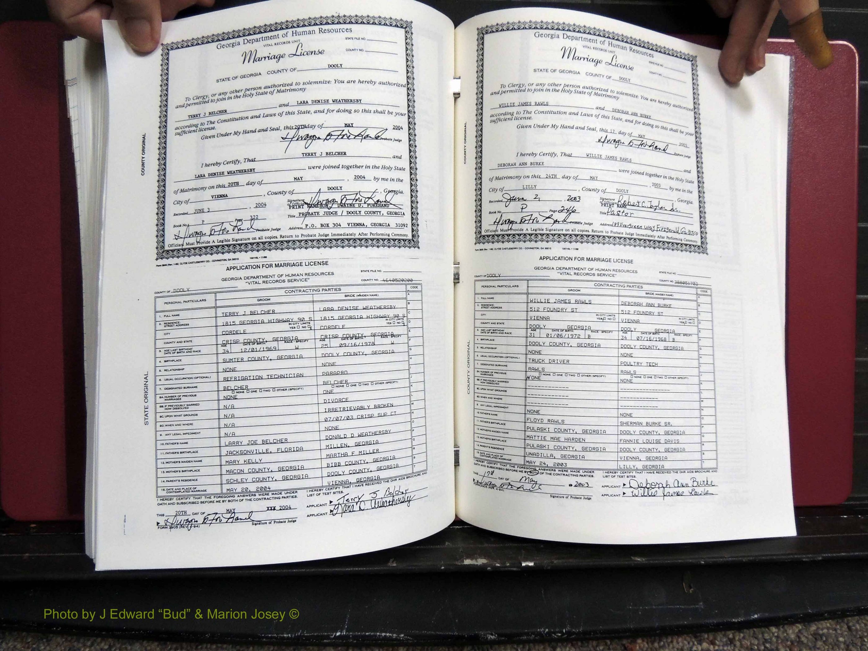 Dooly Co, GA, Marriages, Book, P, 1999-2005 pg 322-246.JPG