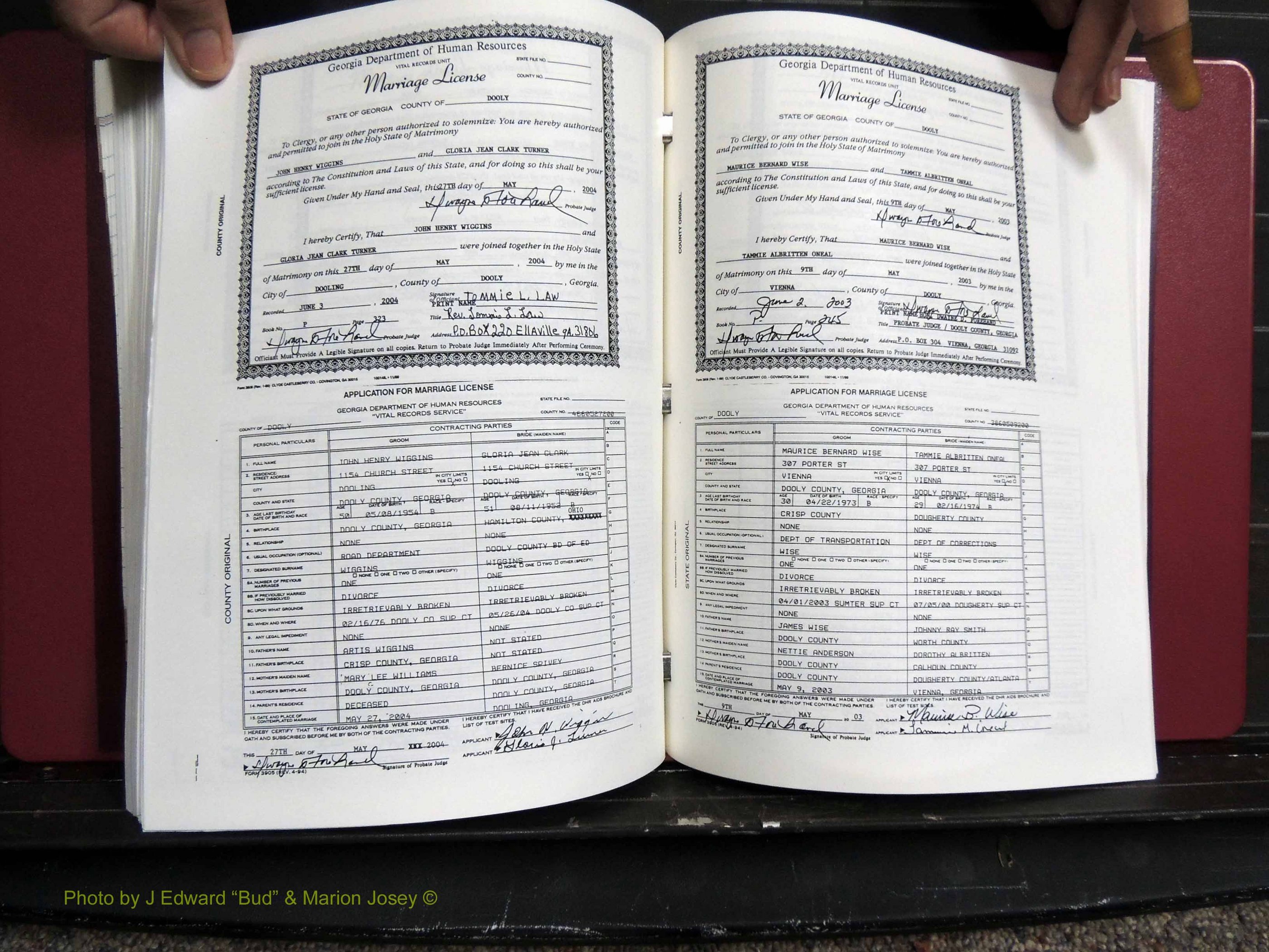 Dooly Co, GA, Marriages, Book, P, 1999-2005 pg 323-245.JPG