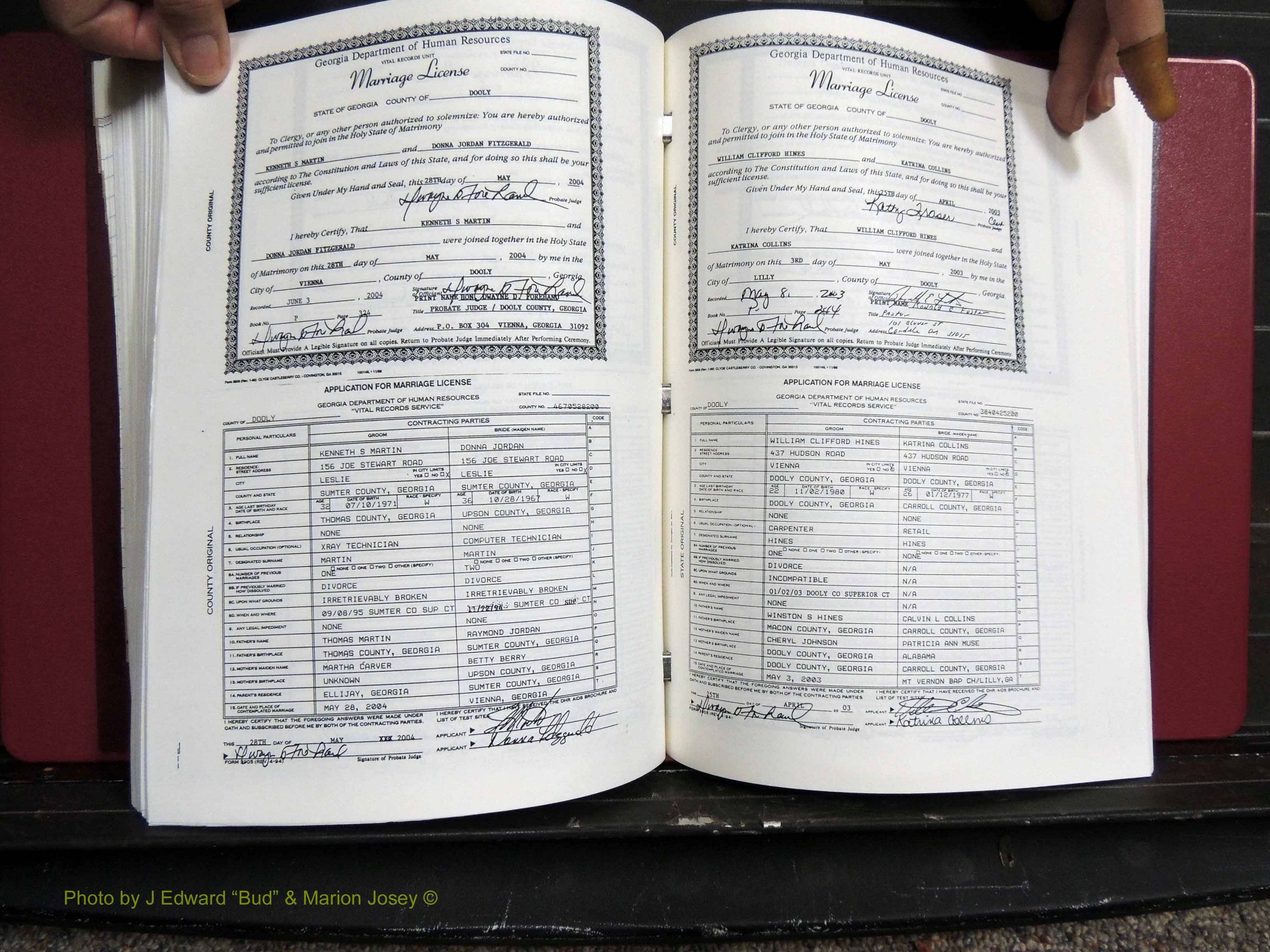 Dooly Co, GA, Marriages, Book, P, 1999-2005 pg 324-244.JPG
