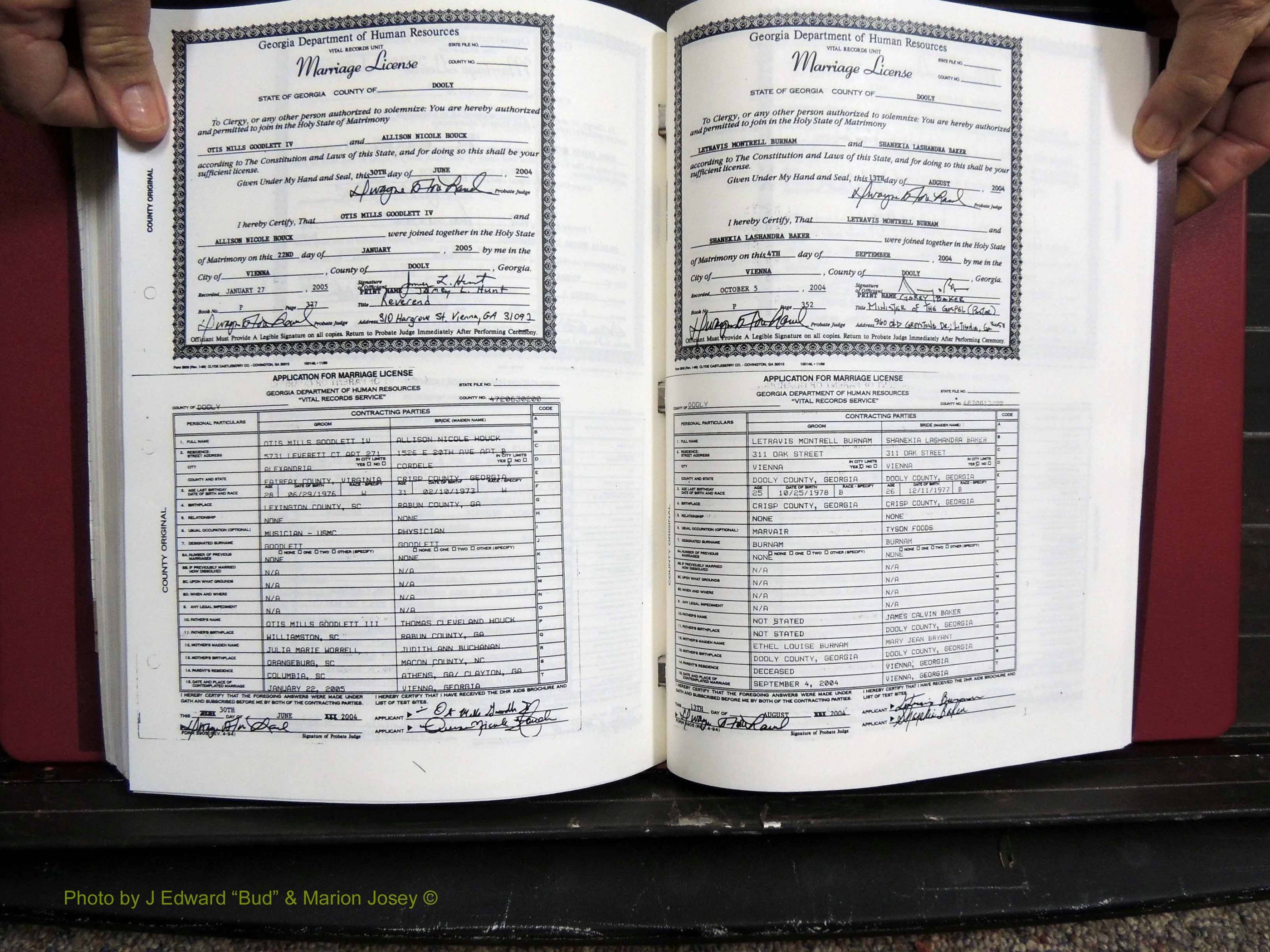 Dooly Co, GA, Marriages, Book, P, 1999-2005 pg 377-352.JPG