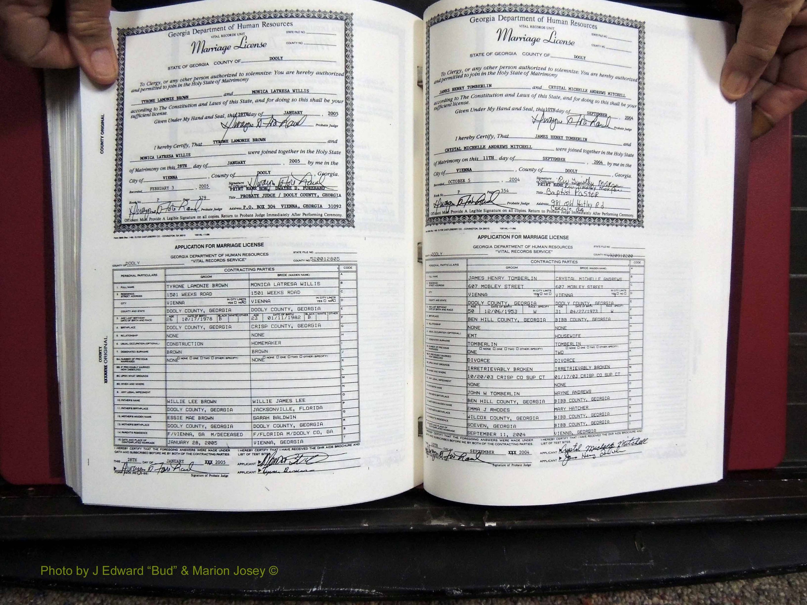 Dooly Co, GA, Marriages, Book, P, 1999-2005 pg 379-354.JPG