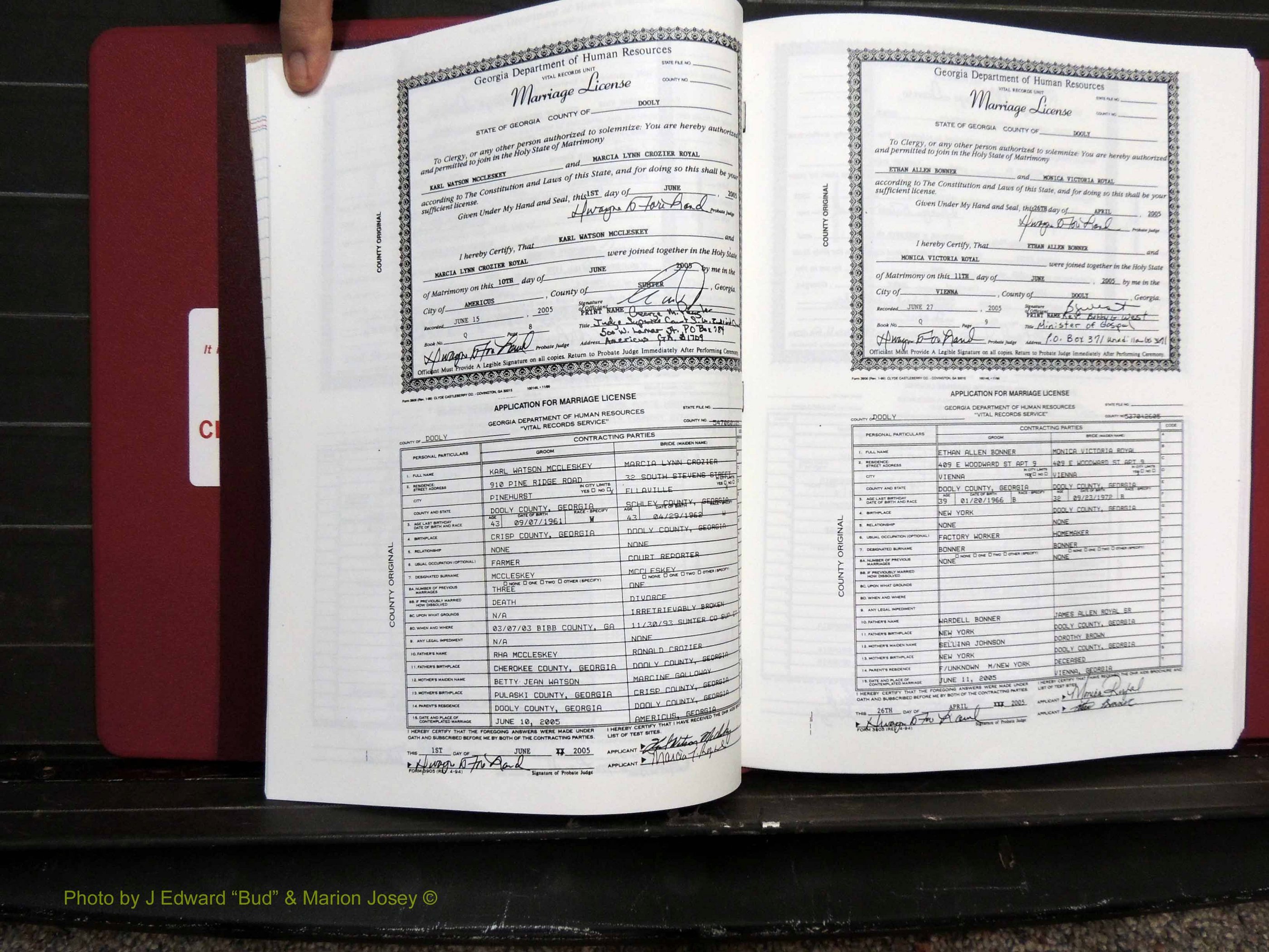 Dooly Co, GA, Marriages, Book, Q, 2005-2010 pg (133).JPG