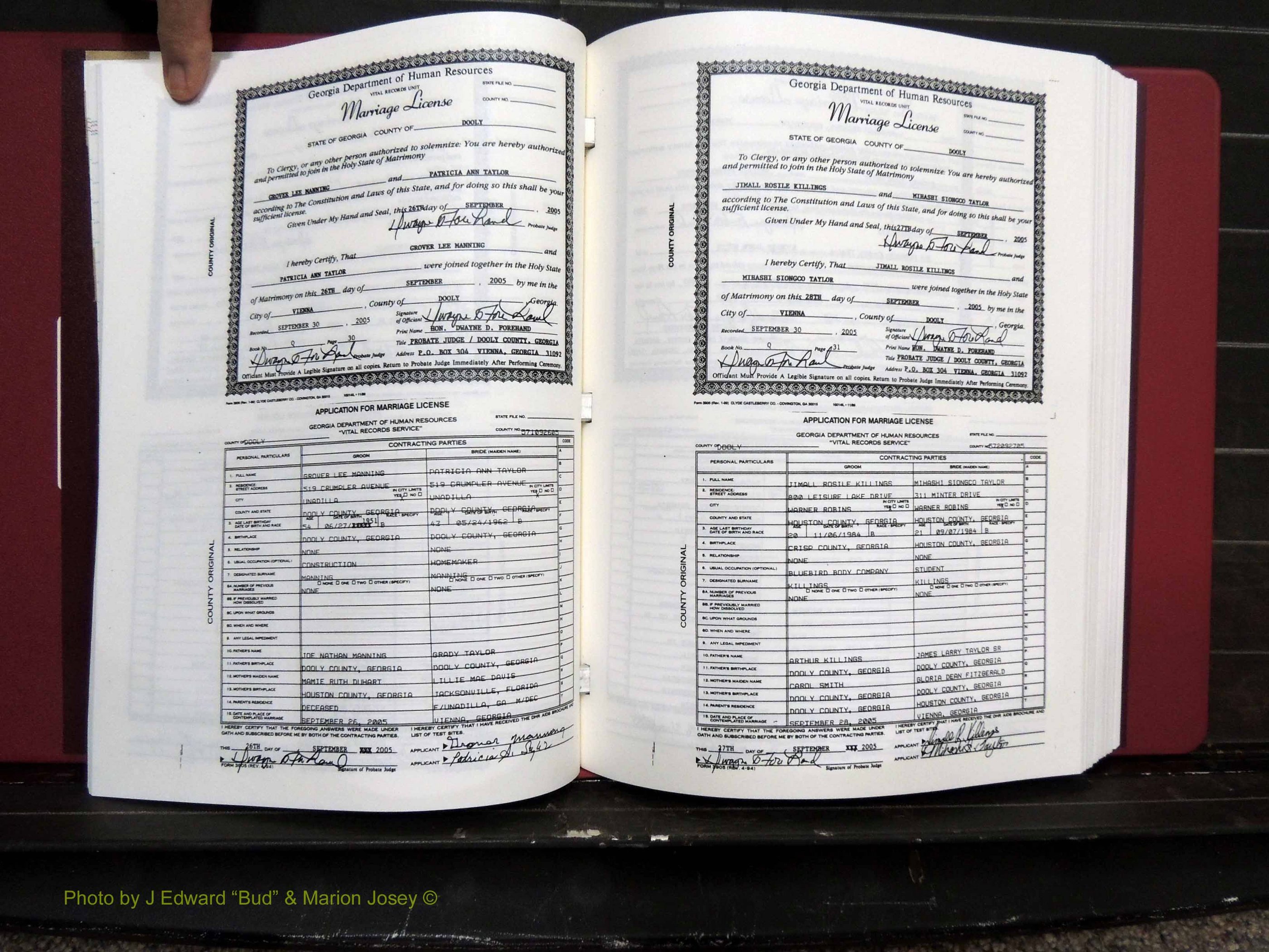 Dooly Co, GA, Marriages, Book, Q, 2005-2010 pg (144).JPG