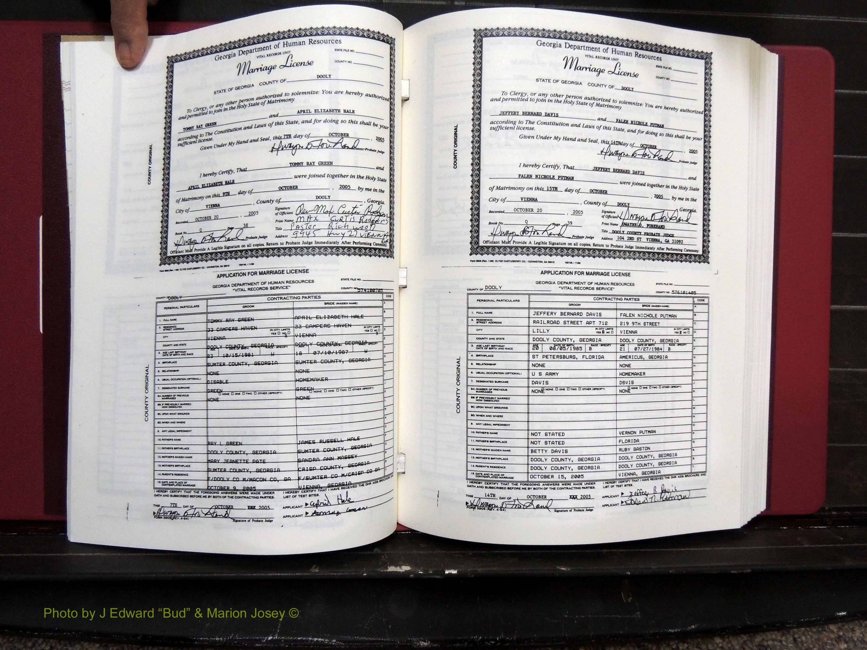 Dooly Co, GA, Marriages, Book, Q, 2005-2010 pg (148).JPG