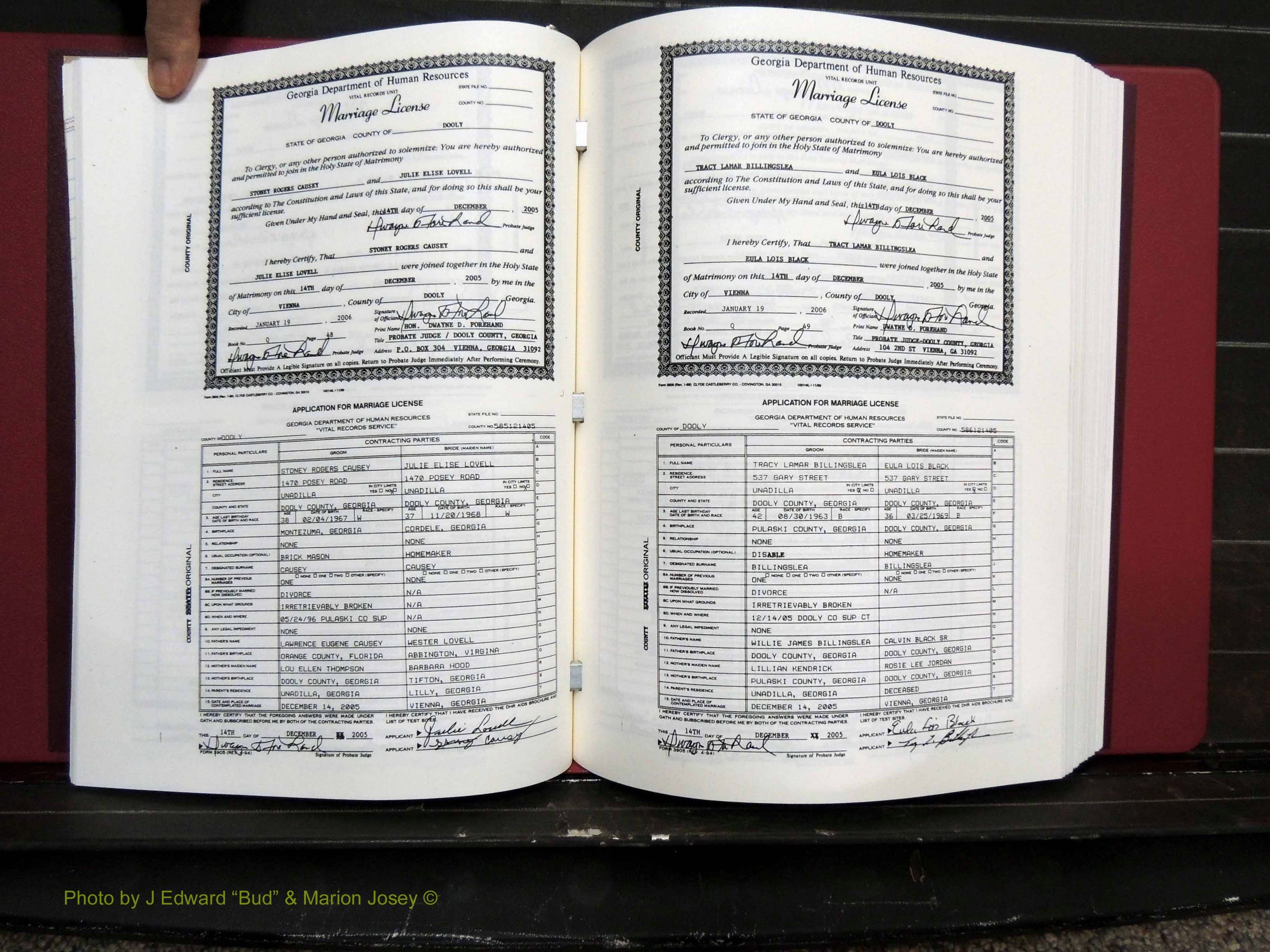Dooly Co, GA, Marriages, Book, Q, 2005-2010 pg (153).JPG