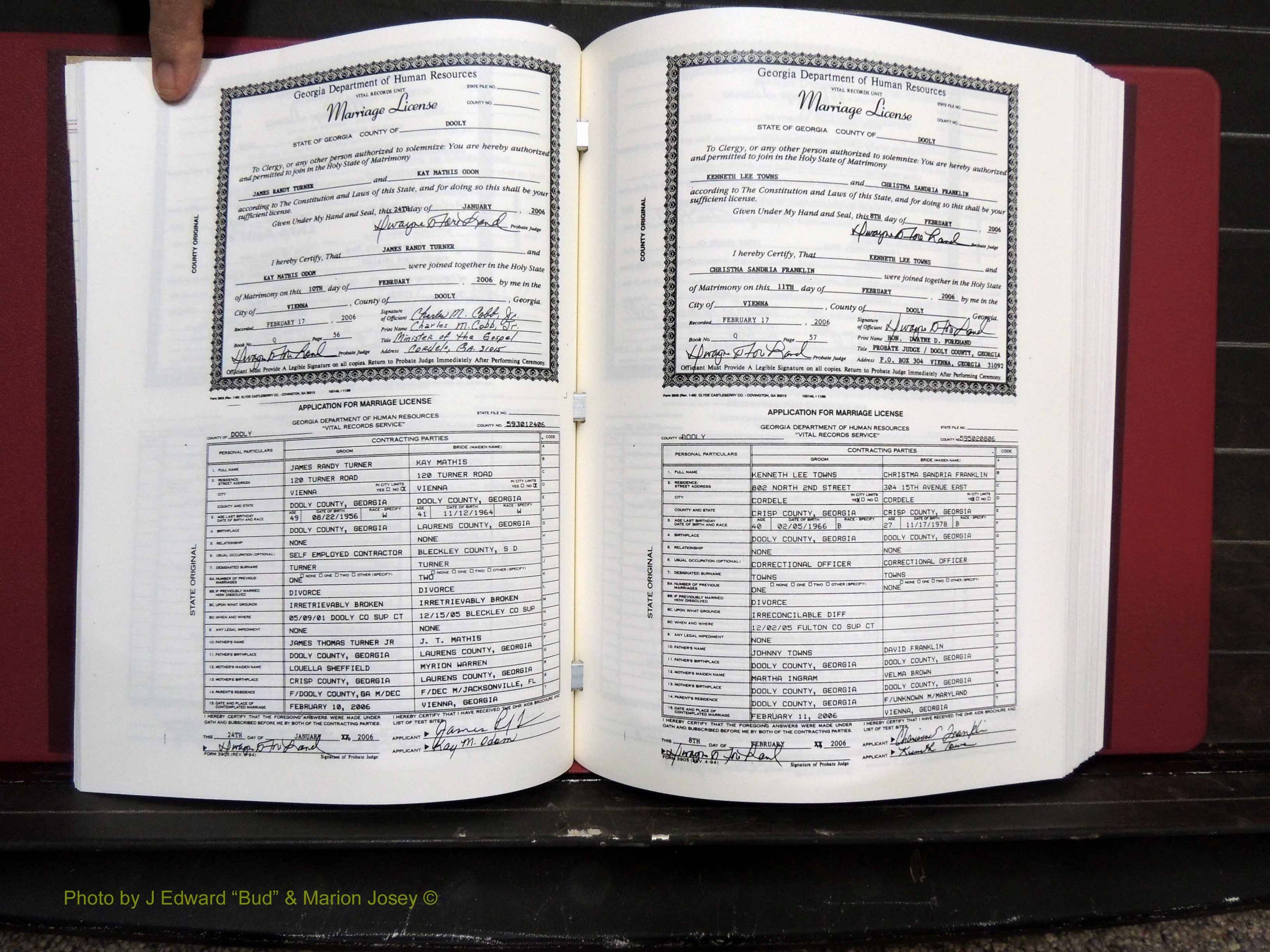 Dooly Co, GA, Marriages, Book, Q, 2005-2010 pg (157).JPG