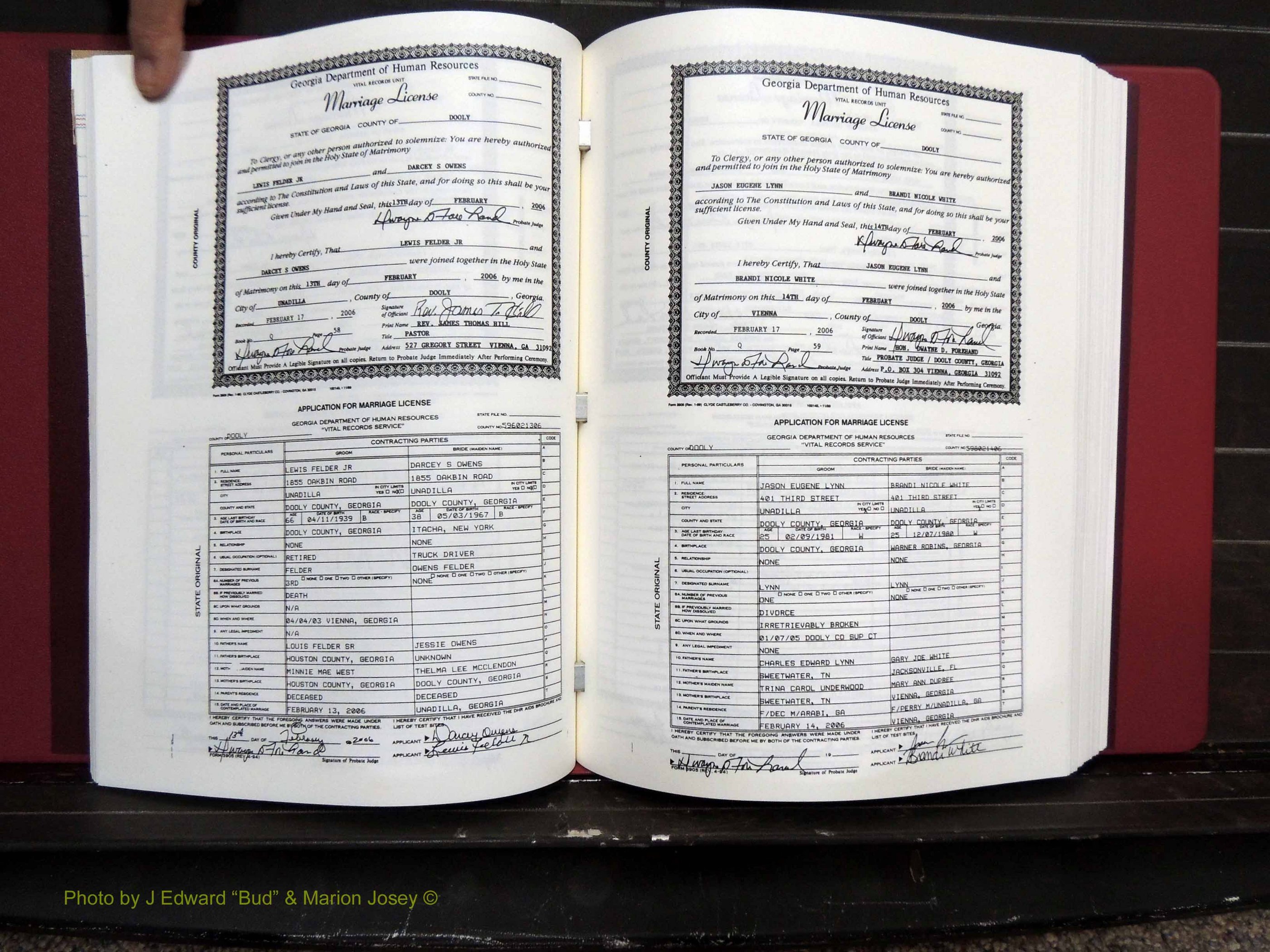 Dooly Co, GA, Marriages, Book, Q, 2005-2010 pg (158).JPG