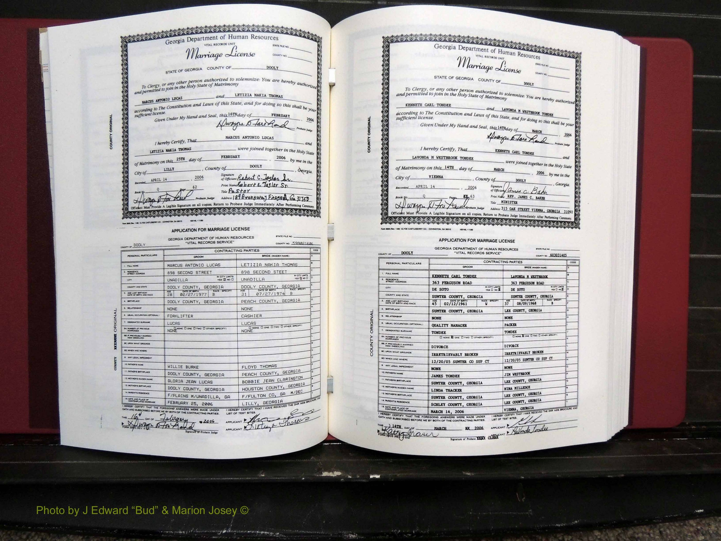 Dooly Co, GA, Marriages, Book, Q, 2005-2010 pg (160).JPG
