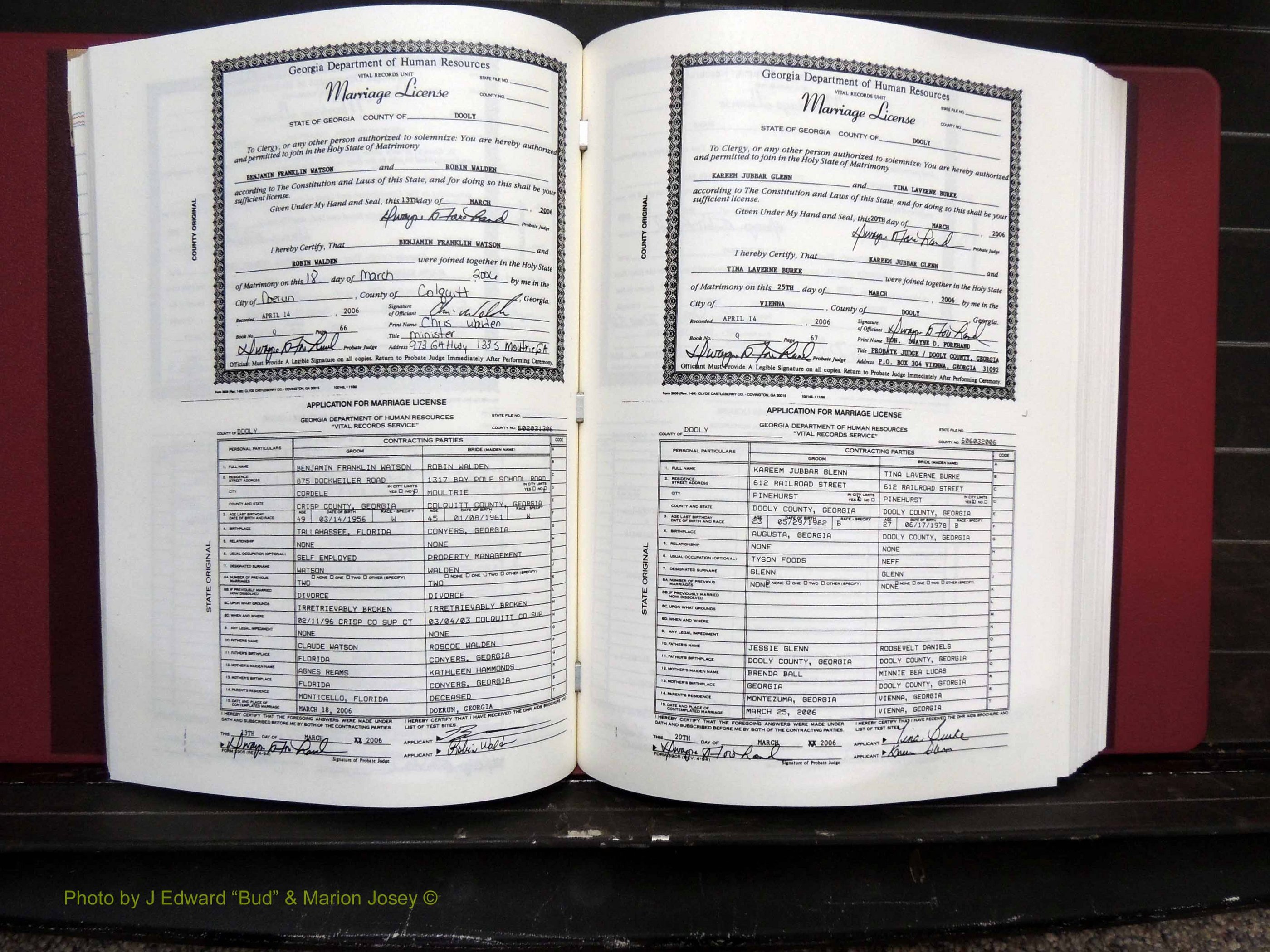 Dooly Co, GA, Marriages, Book, Q, 2005-2010 pg (162).JPG