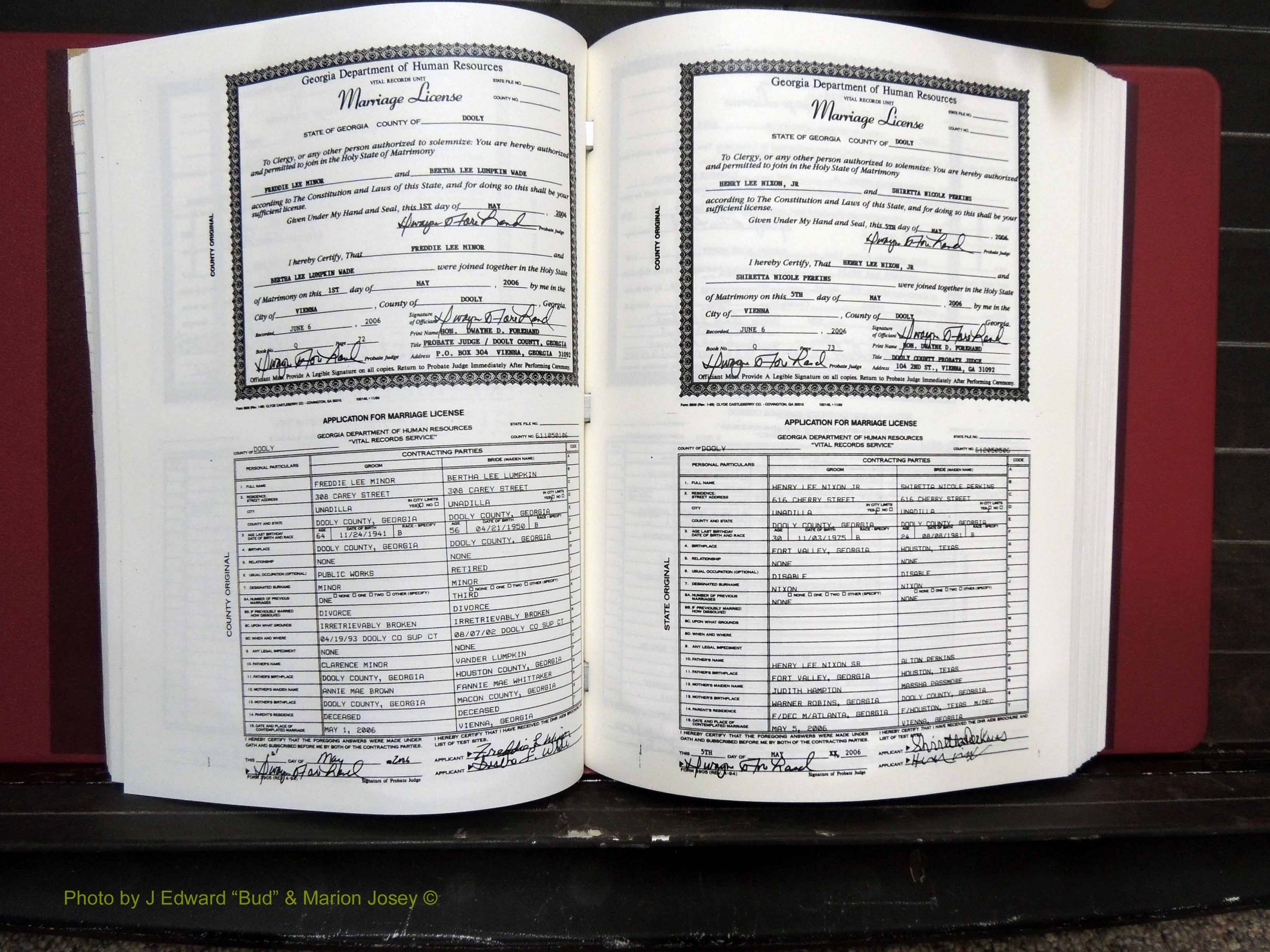 Dooly Co, GA, Marriages, Book, Q, 2005-2010 pg (165).JPG