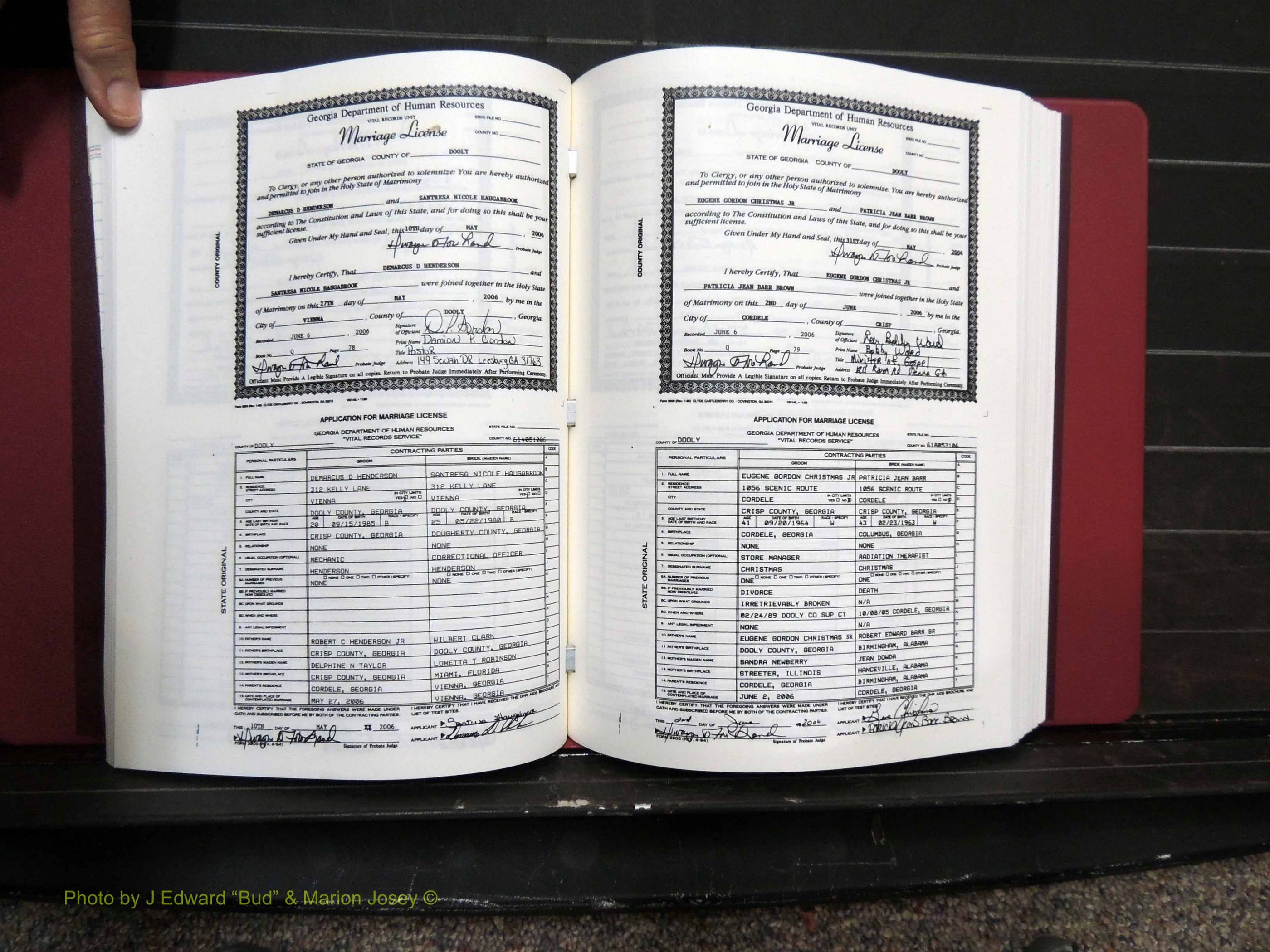Dooly Co, GA, Marriages, Book, Q, 2005-2010 pg (169).JPG