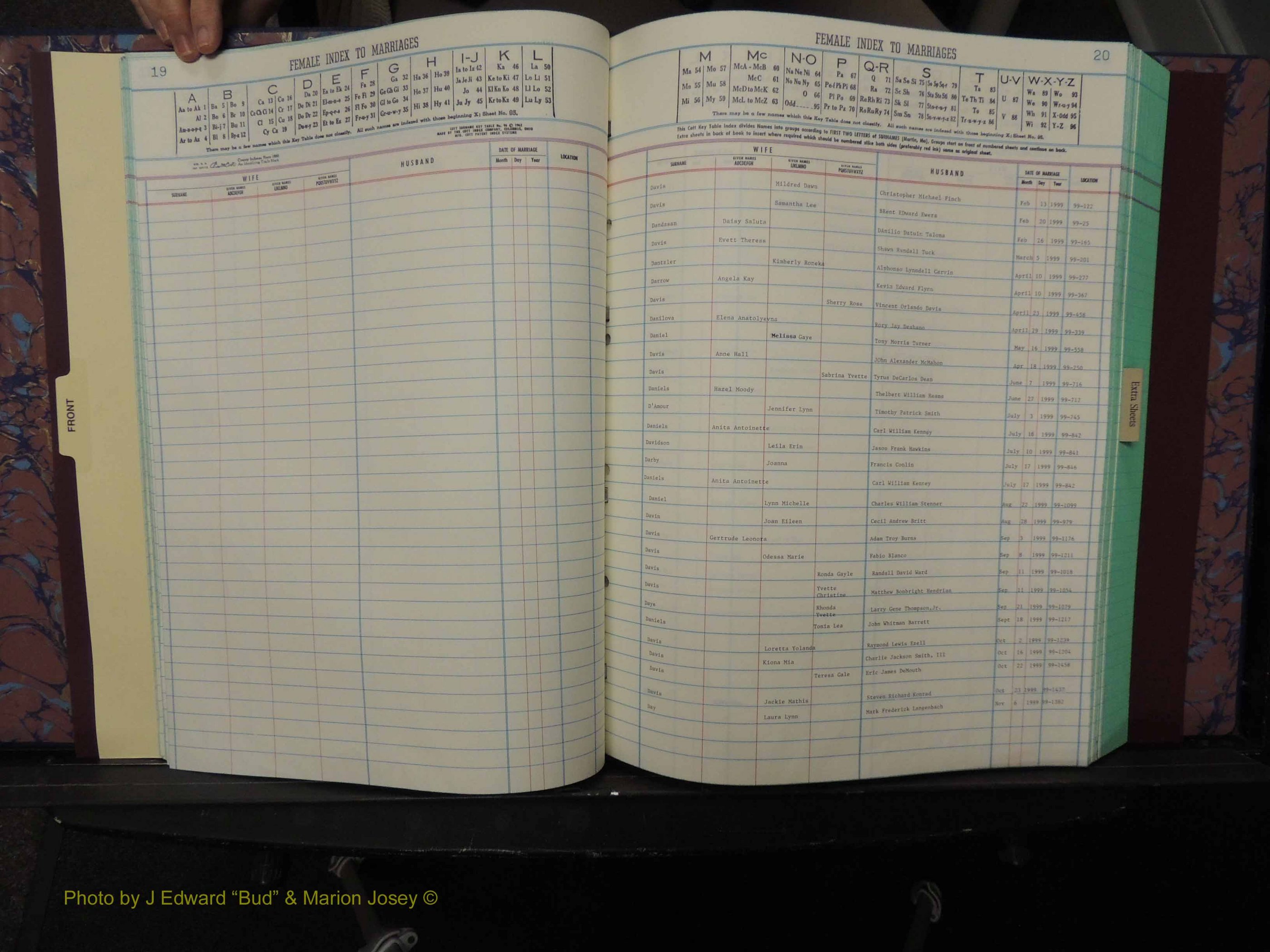 Durham Co, NC, Marriages, Female Index, A-Z, 1999 (119).JPG