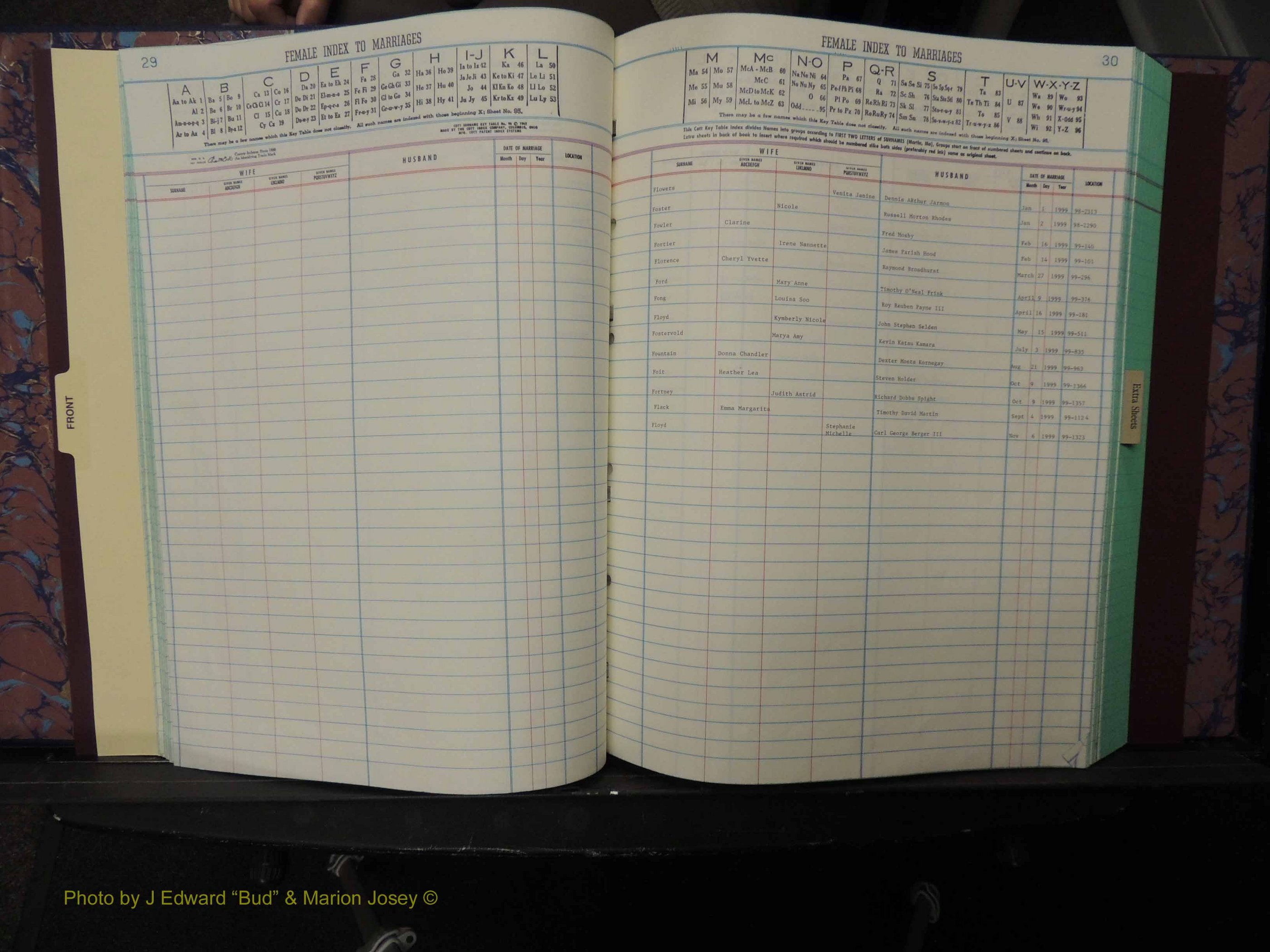 Durham Co, NC, Marriages, Female Index, A-Z, 1999 (129).JPG