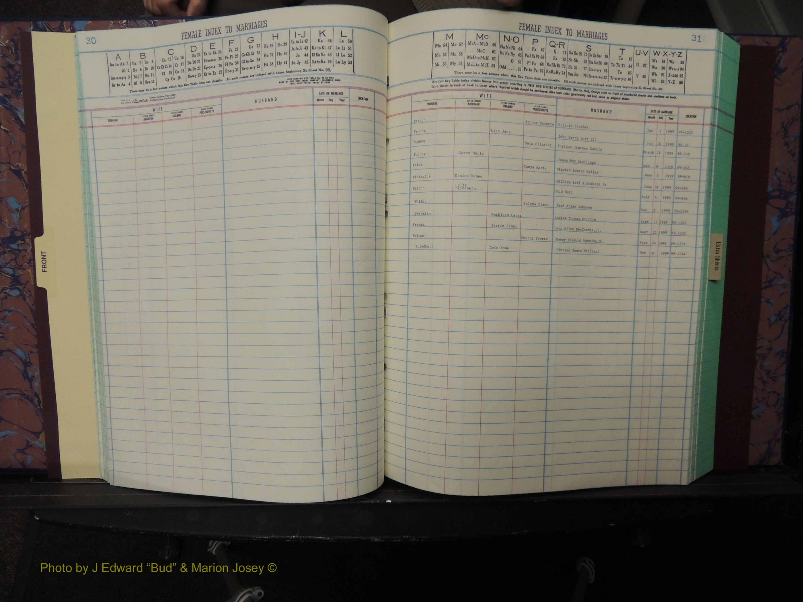 Durham Co, NC, Marriages, Female Index, A-Z, 1999 (130).JPG