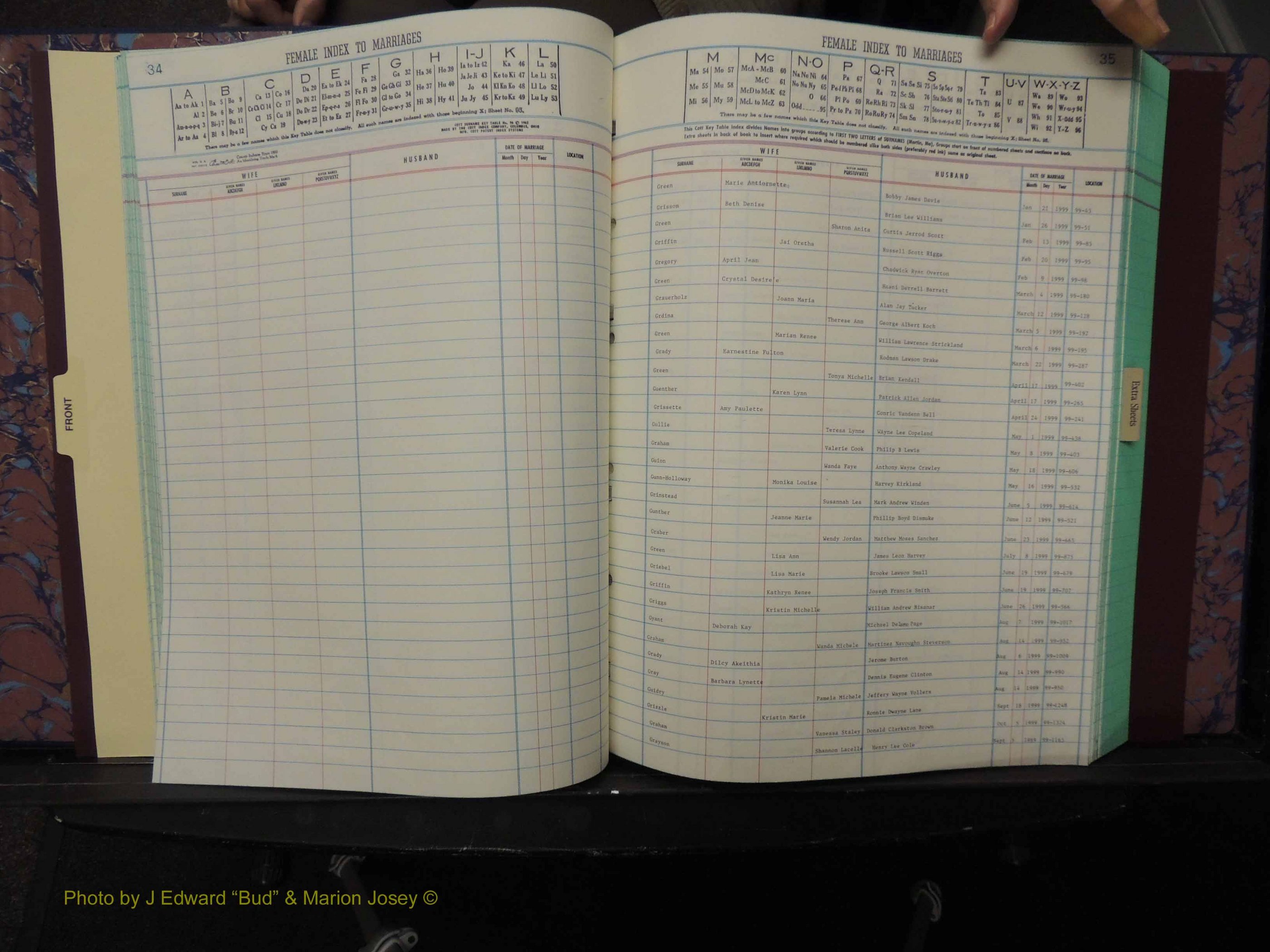 Durham Co, NC, Marriages, Female Index, A-Z, 1999 (134).JPG