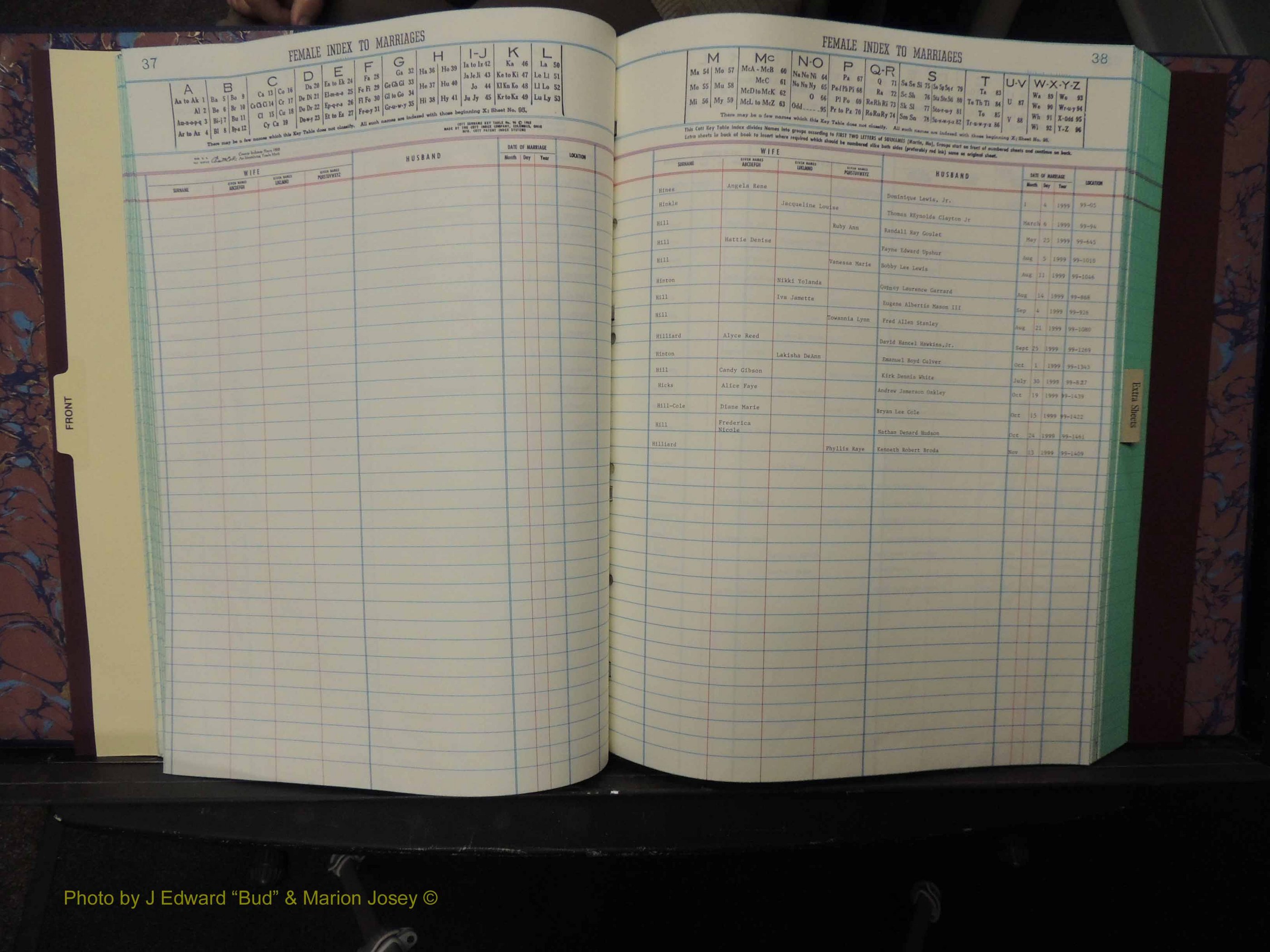 Durham Co, NC, Marriages, Female Index, A-Z, 1999 (137).JPG