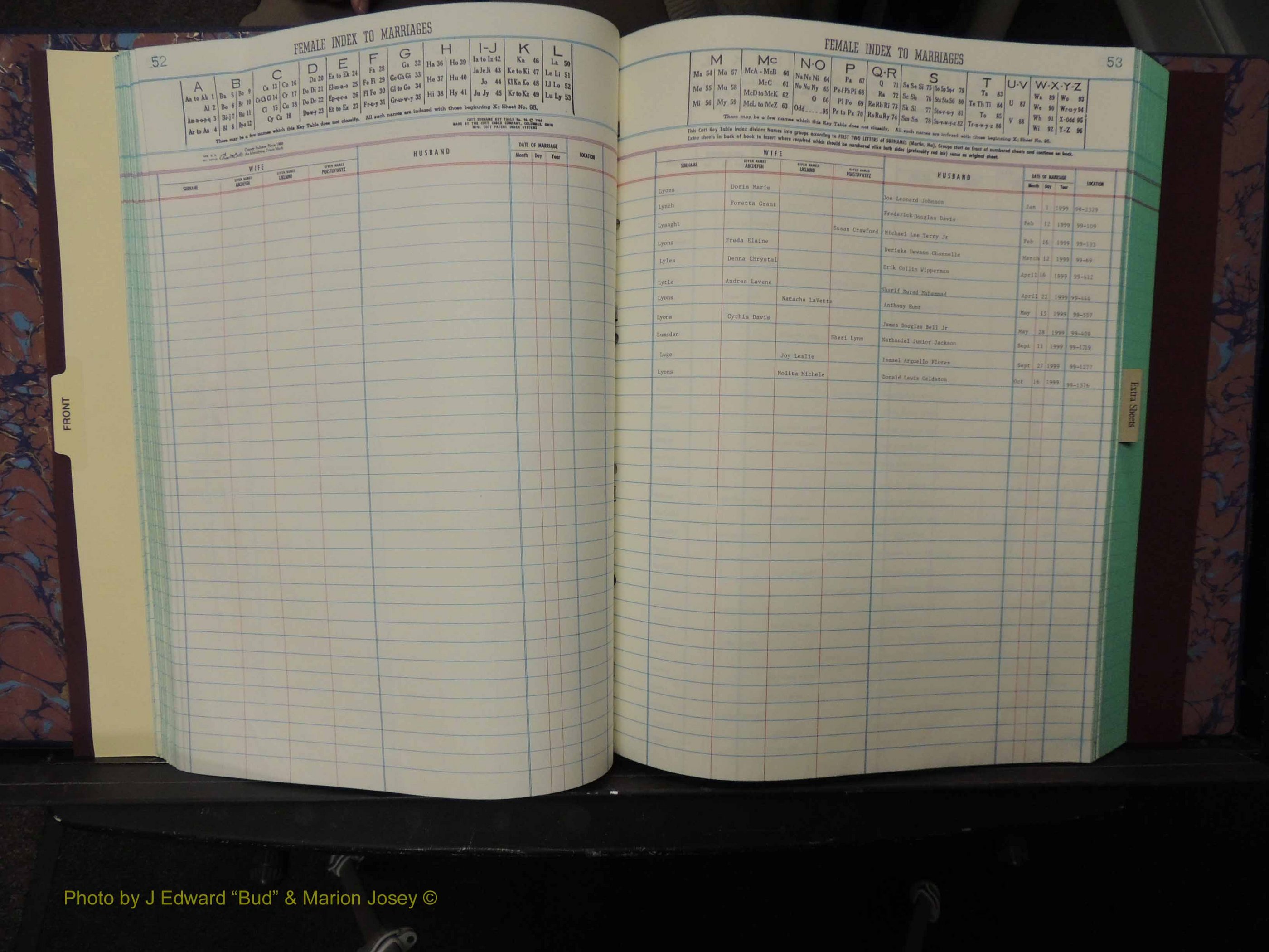 Durham Co, NC, Marriages, Female Index, A-Z, 1999 (150).JPG