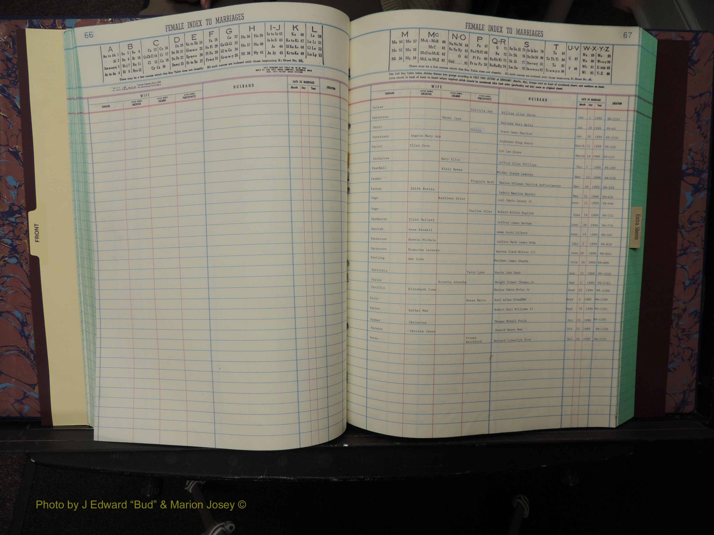 Durham Co, NC, Marriages, Female Index, A-Z, 1999 (164).JPG