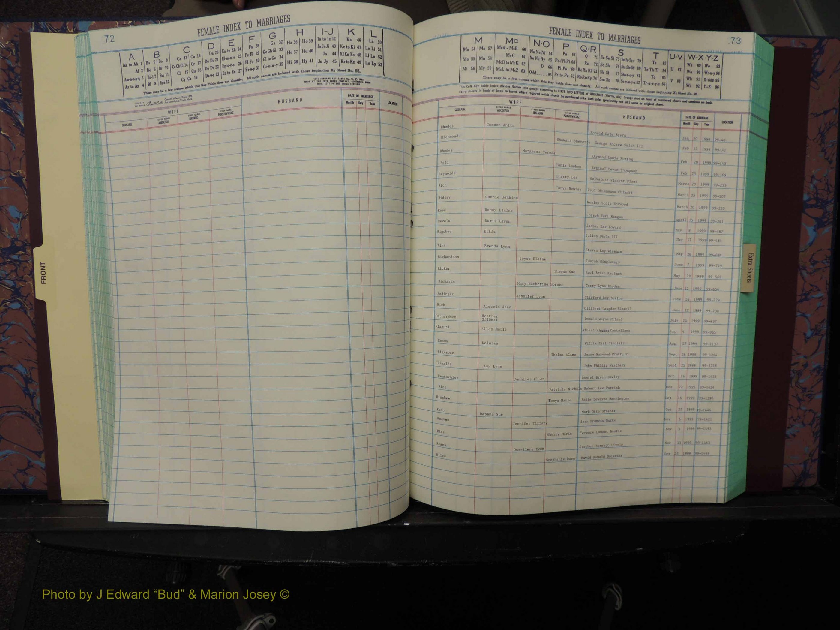 Durham Co, NC, Marriages, Female Index, A-Z, 1999 (170).JPG