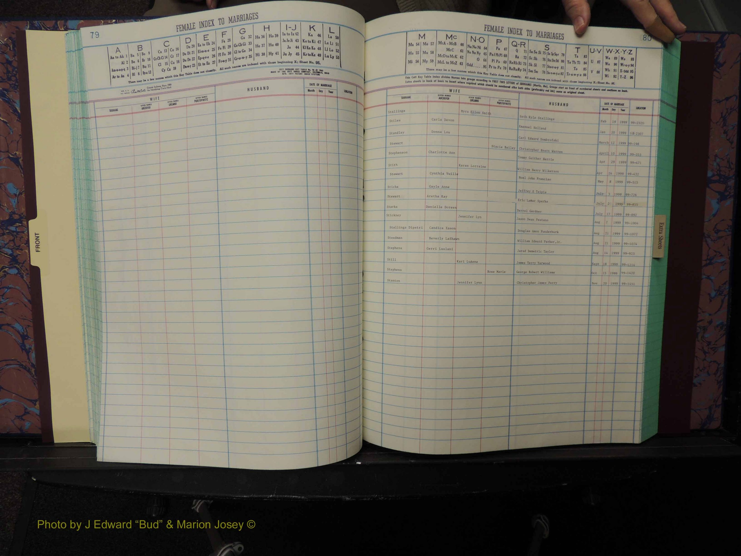 Durham Co, NC, Marriages, Female Index, A-Z, 1999 (177).JPG