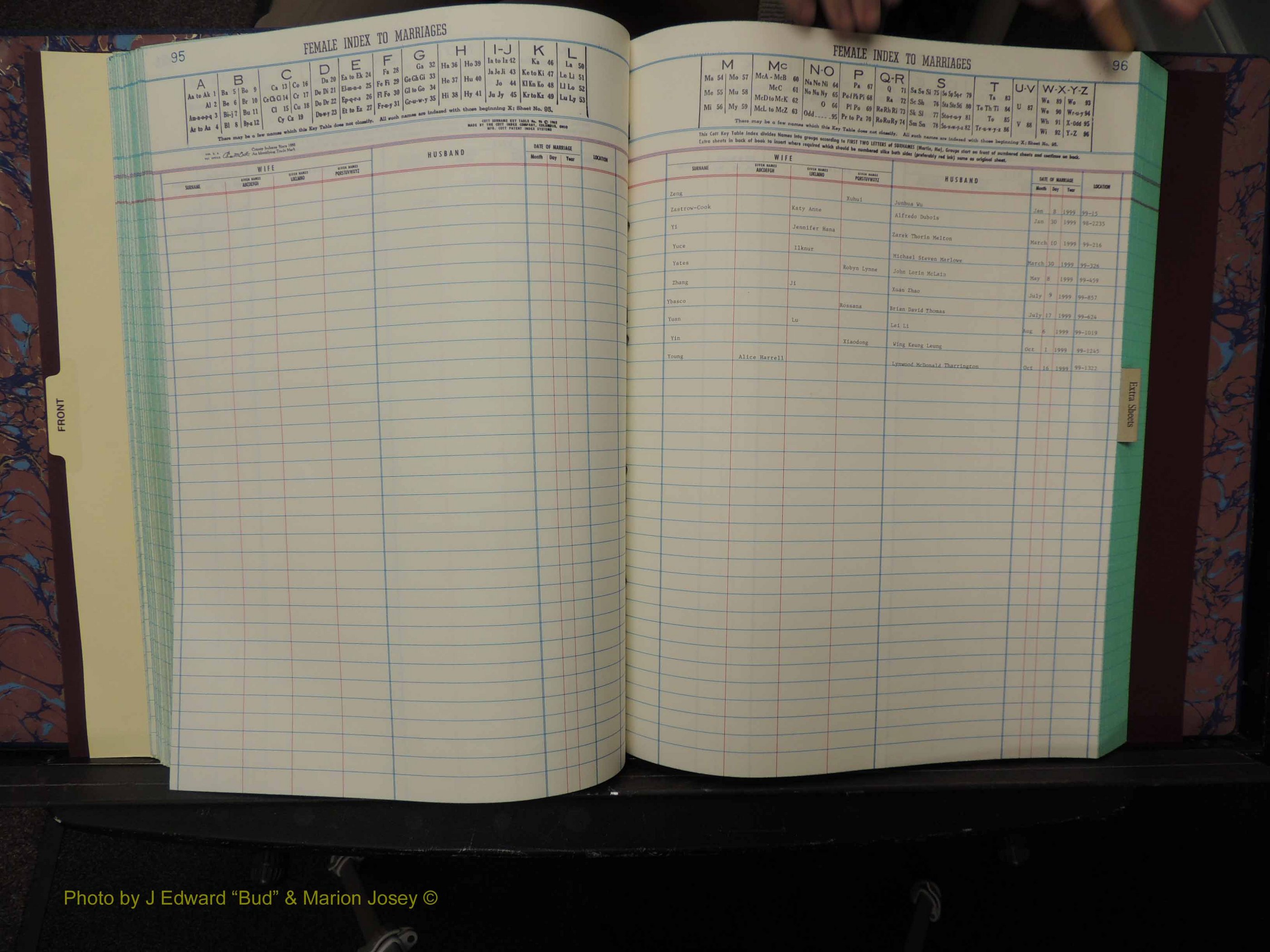 Durham Co, NC, Marriages, Female Index, A-Z, 1999 (193).JPG