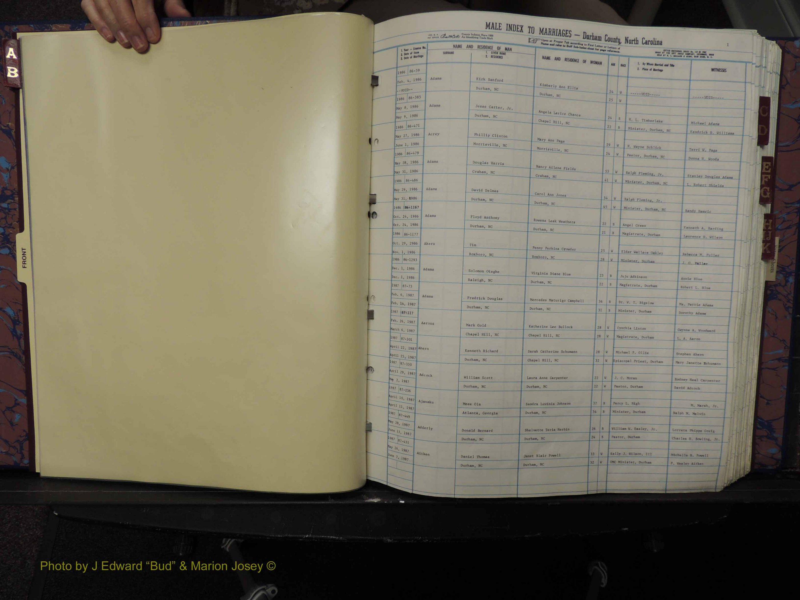 Durham Co, NC, Marriages, Male Index, A-K, 1986-1992 (102).JPG