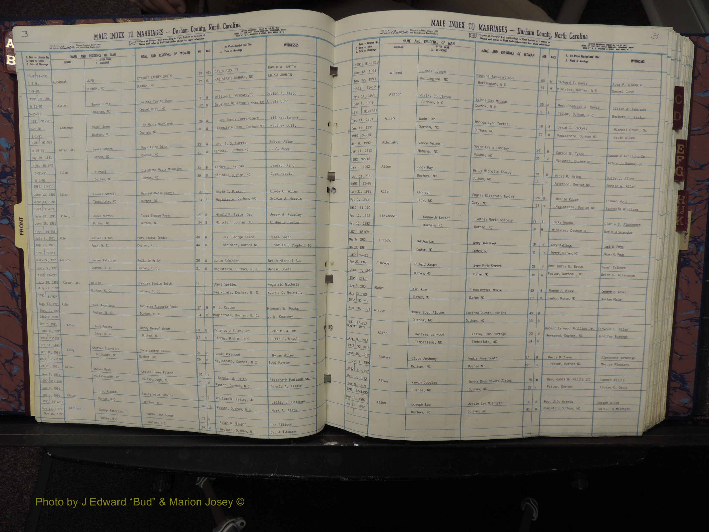 Durham Co, NC, Marriages, Male Index, A-K, 1986-1992 (108).JPG