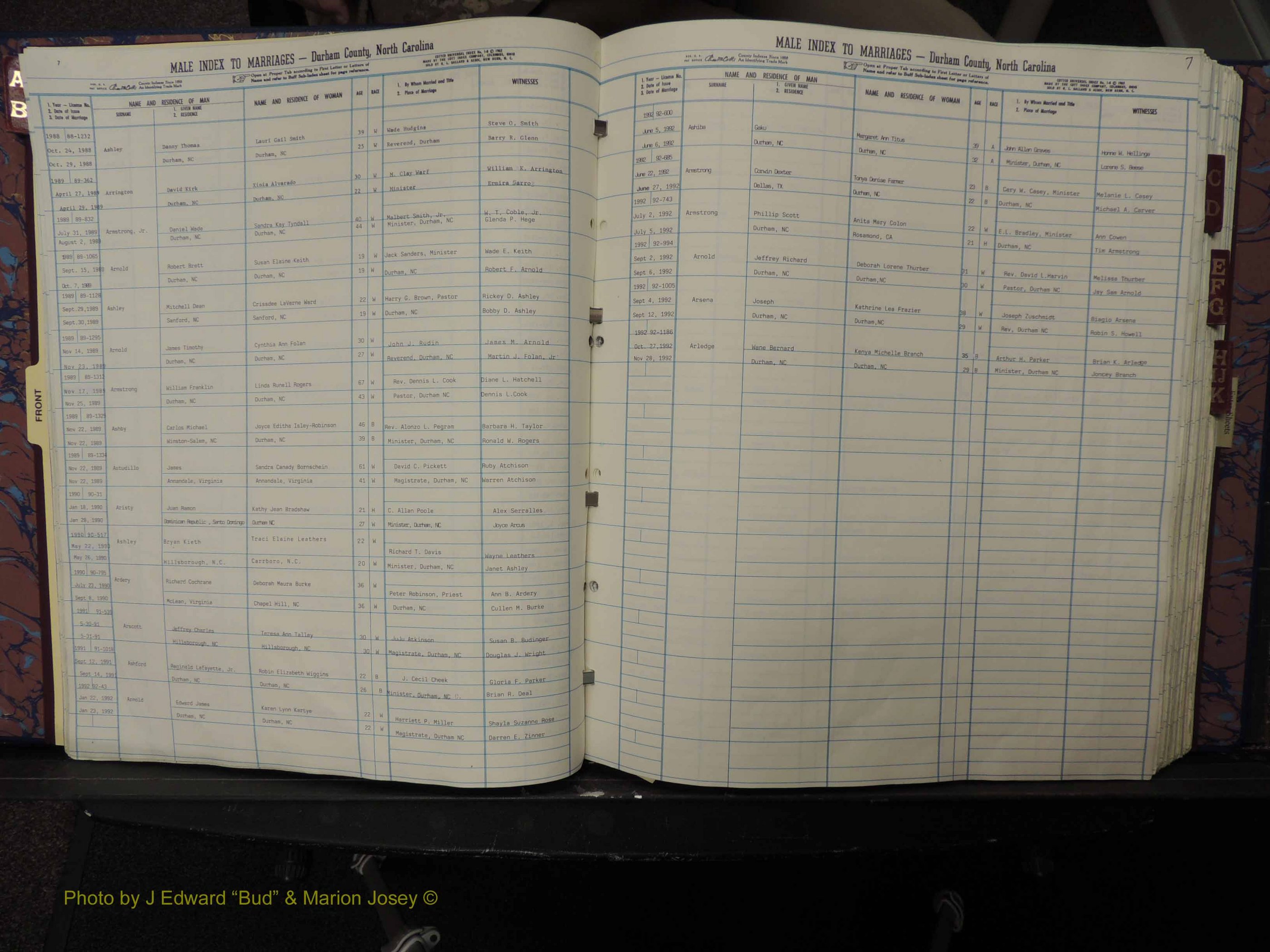 Durham Co, NC, Marriages, Male Index, A-K, 1986-1992 (113).JPG
