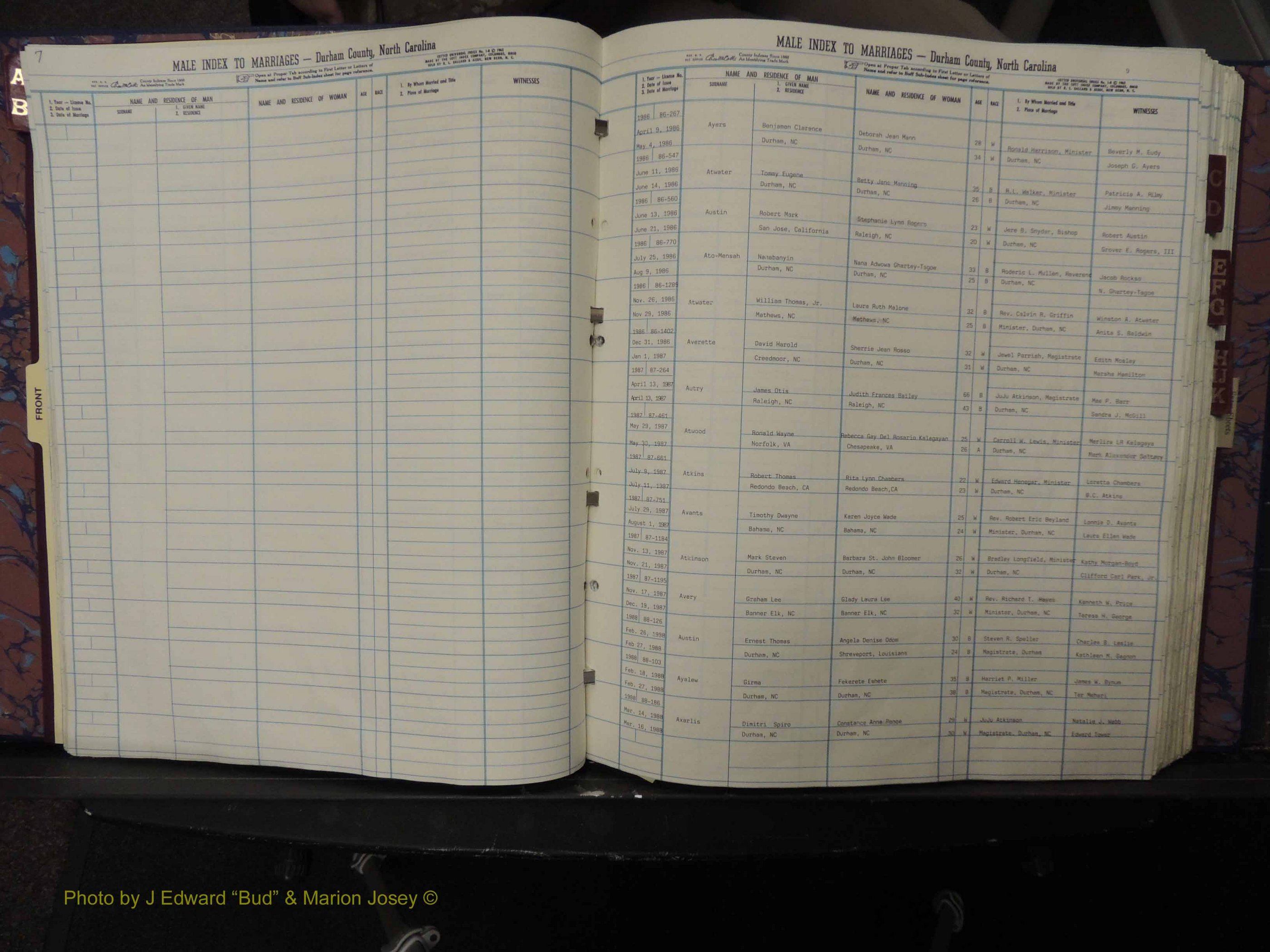 Durham Co, NC, Marriages, Male Index, A-K, 1986-1992 (114).JPG
